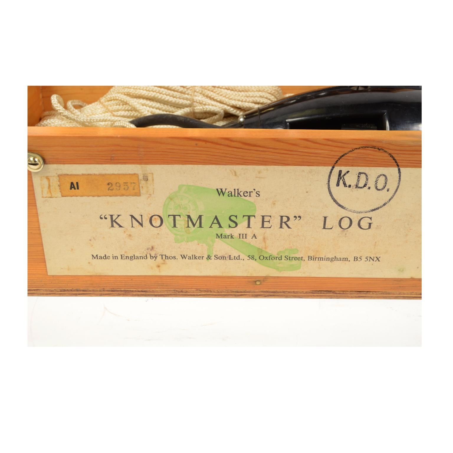 British Nautical Log in Its Wooden Box to Measure Boats Speed Walker London, 1930s