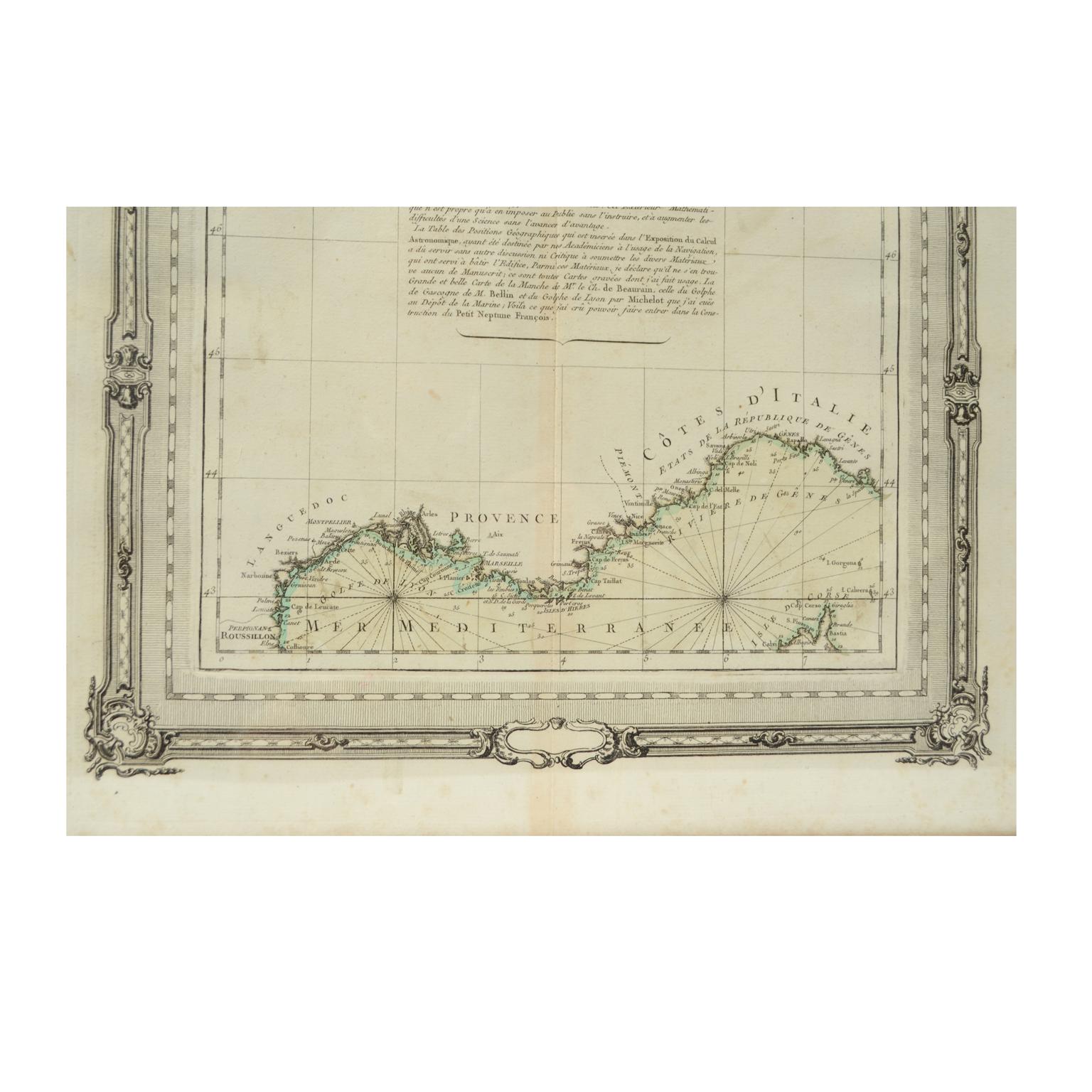 French Nautical Map of the Mediterranean Sea from  Le petit Neptune françois, 1763