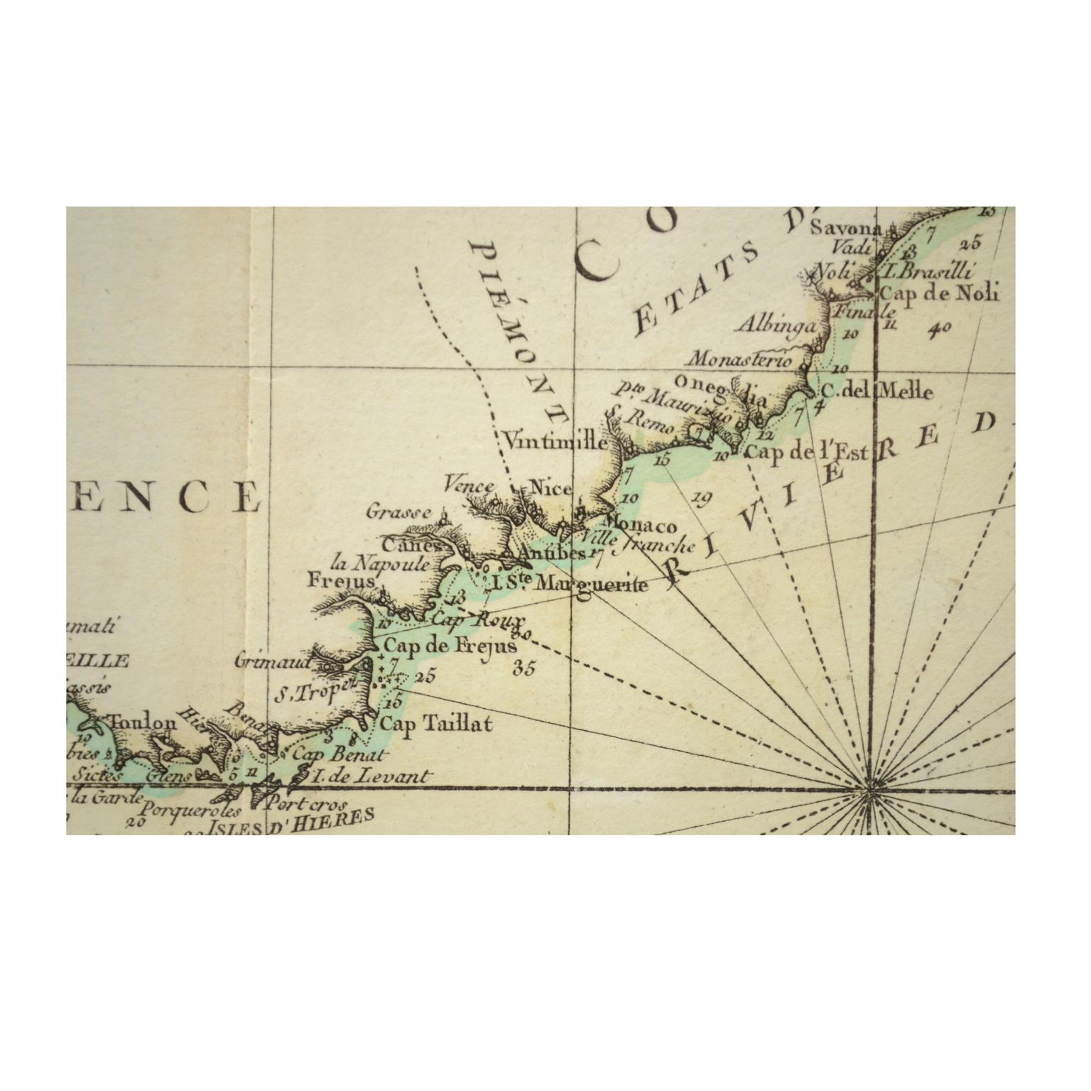 Mid-18th Century Nautical Map of the Mediterranean Sea from  Le petit Neptune françois, 1763