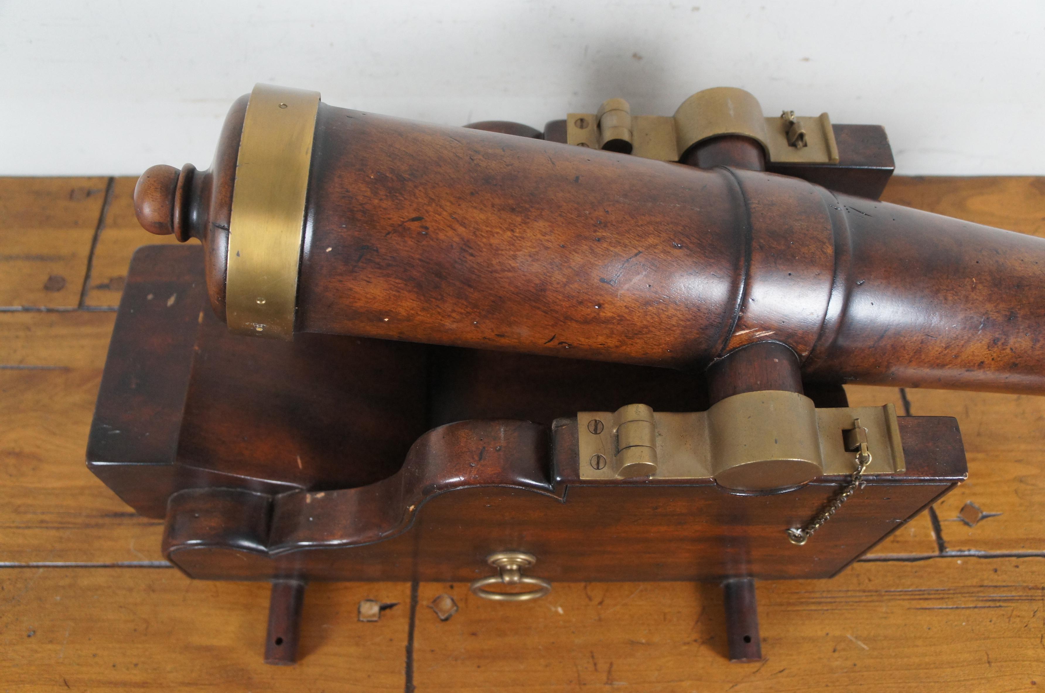 Nautical Maritime Carved Mahogany & Brass Naval Saluting Cannon Model 30
