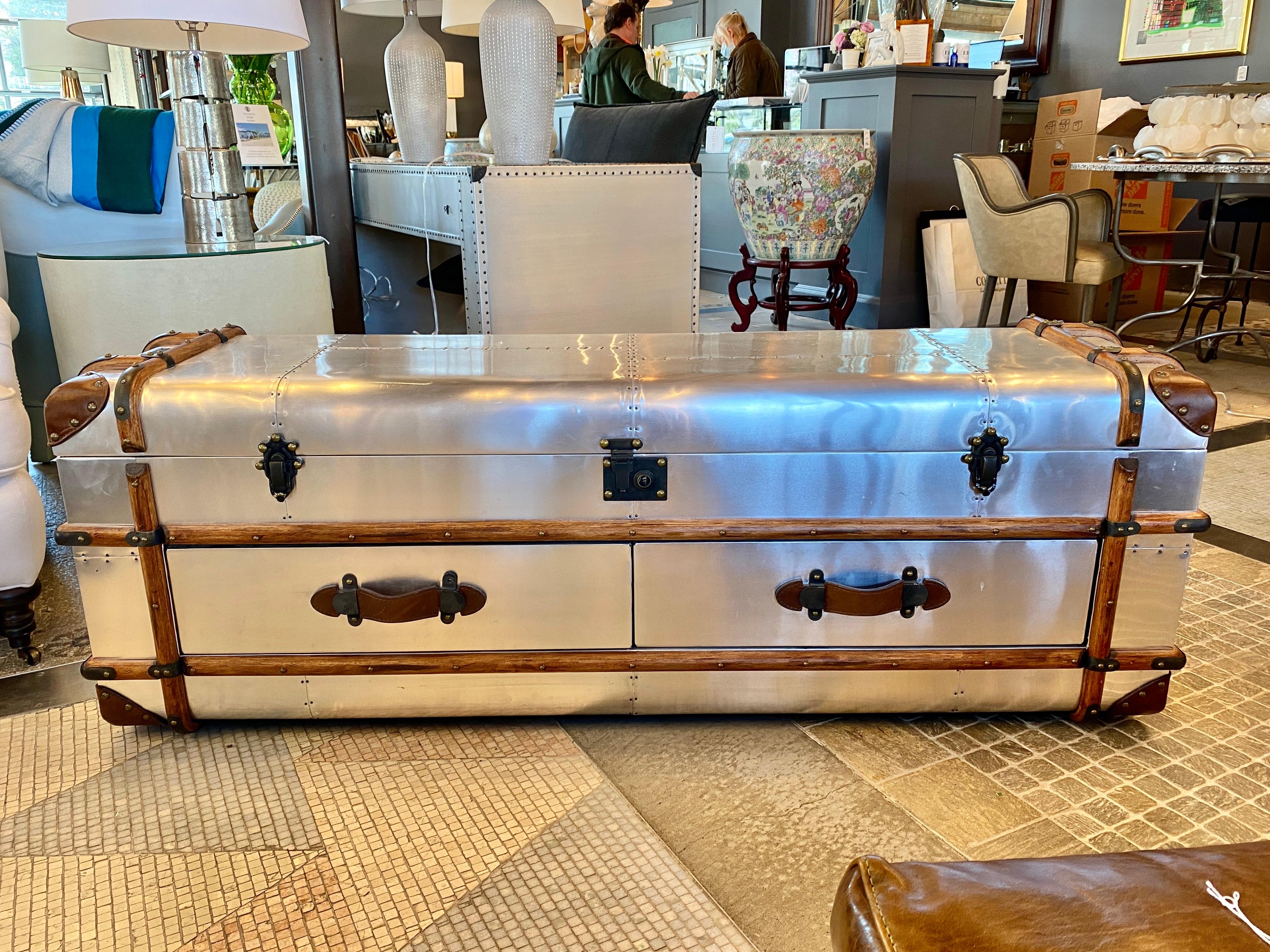 Nautical Mart Trunk from Richards Trunk Collection with drawers.