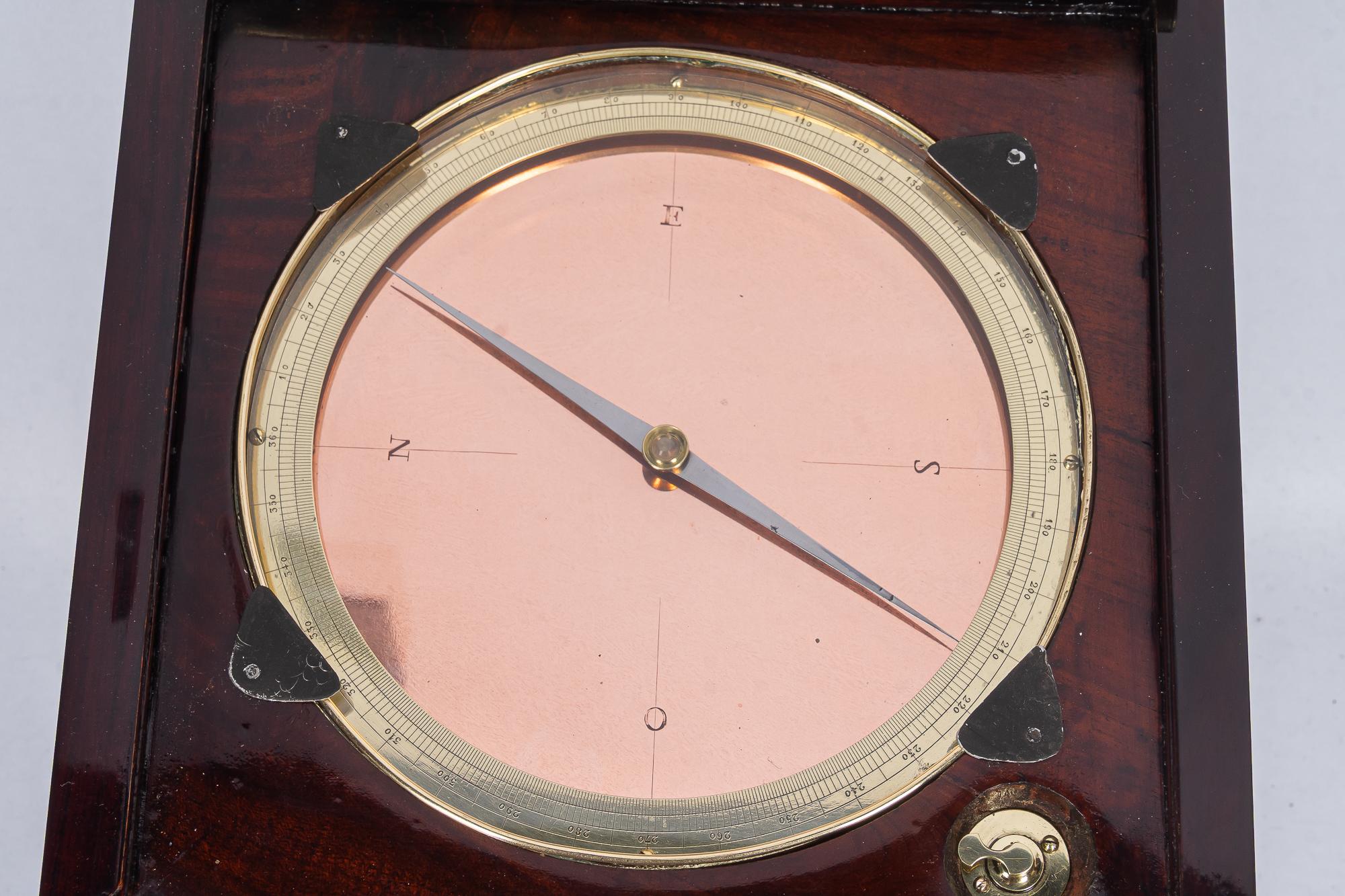 Nautical object with copper compas and level indicator around 1950s For Sale 5