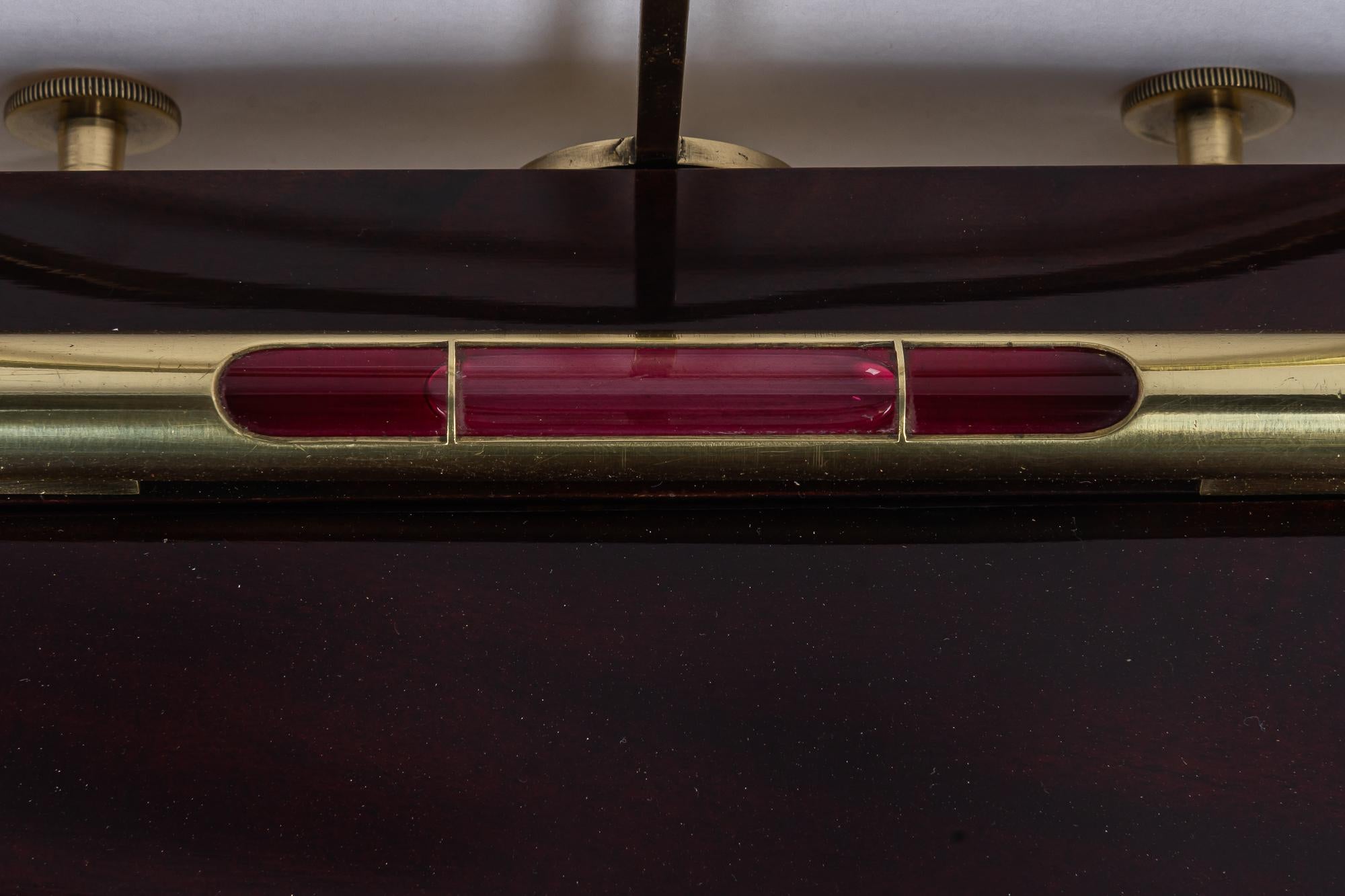 Lacquered Nautical object with copper compas and level indicator around 1950s For Sale