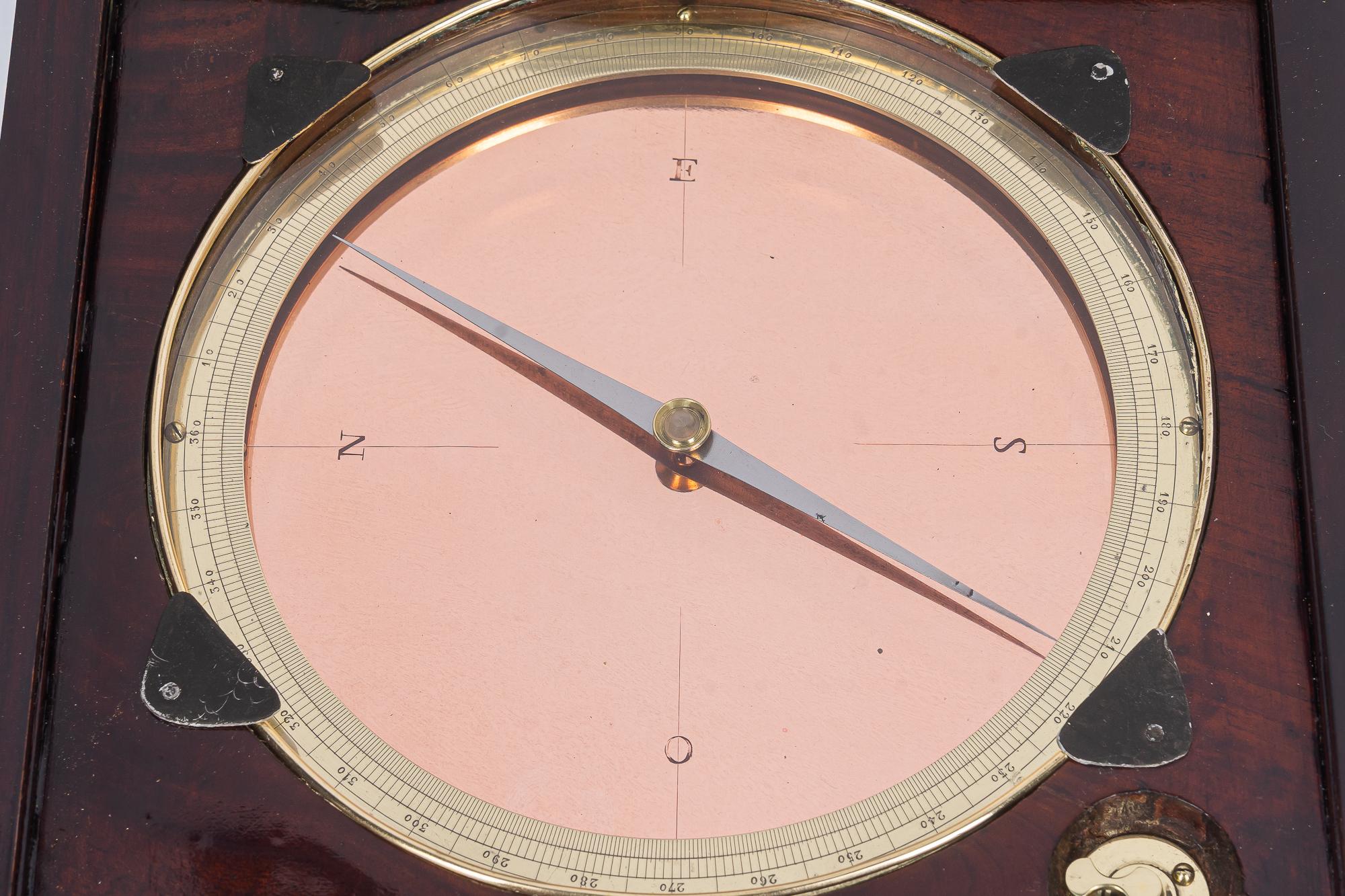 Nautical object with copper compas and level indicator around 1950s For Sale 1