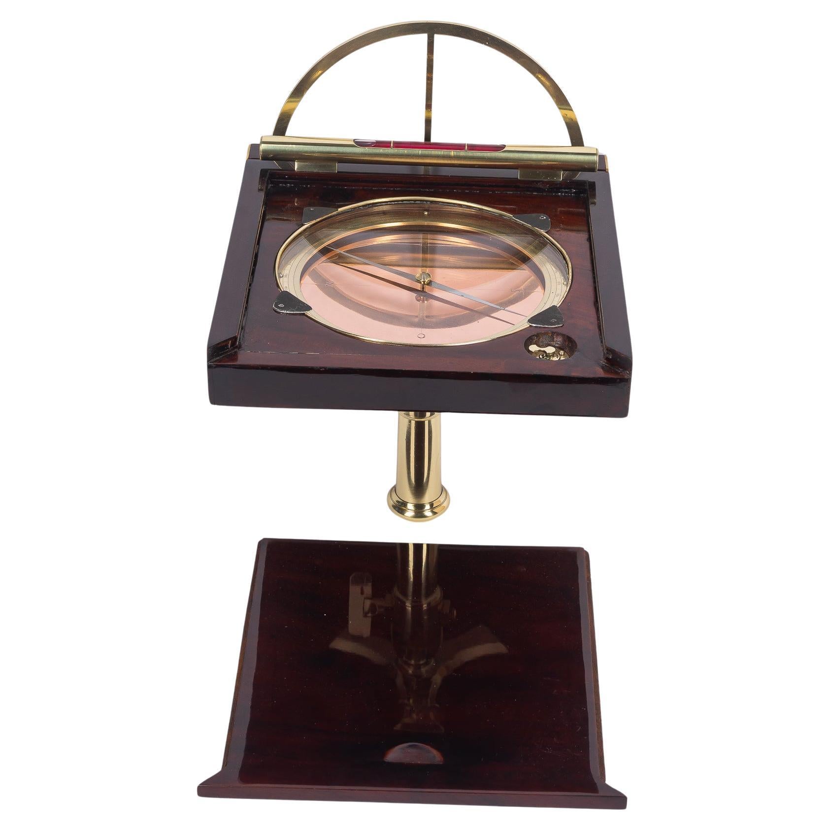 Nautical object with copper compas and level indicator around 1950s