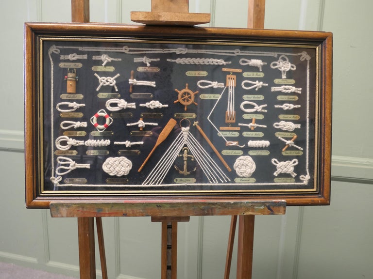 French Nautical Shadow Box with Rope Displays, Industrial Style