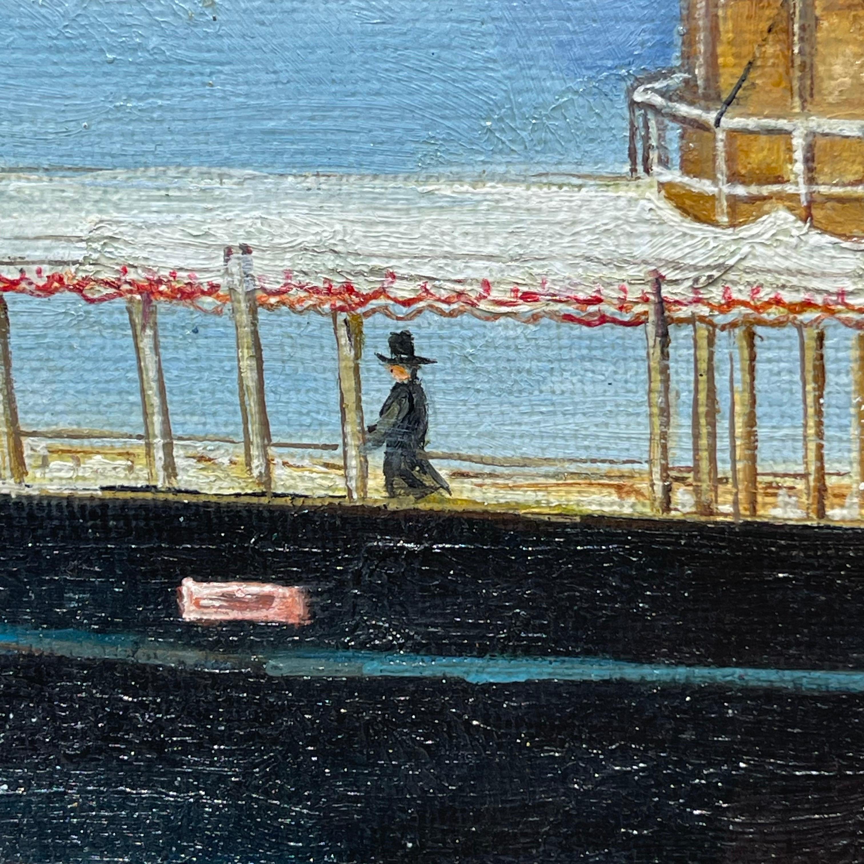 Toile Peinture nautique à l'huile sur toile, Brisk One, à la manière de James Bard