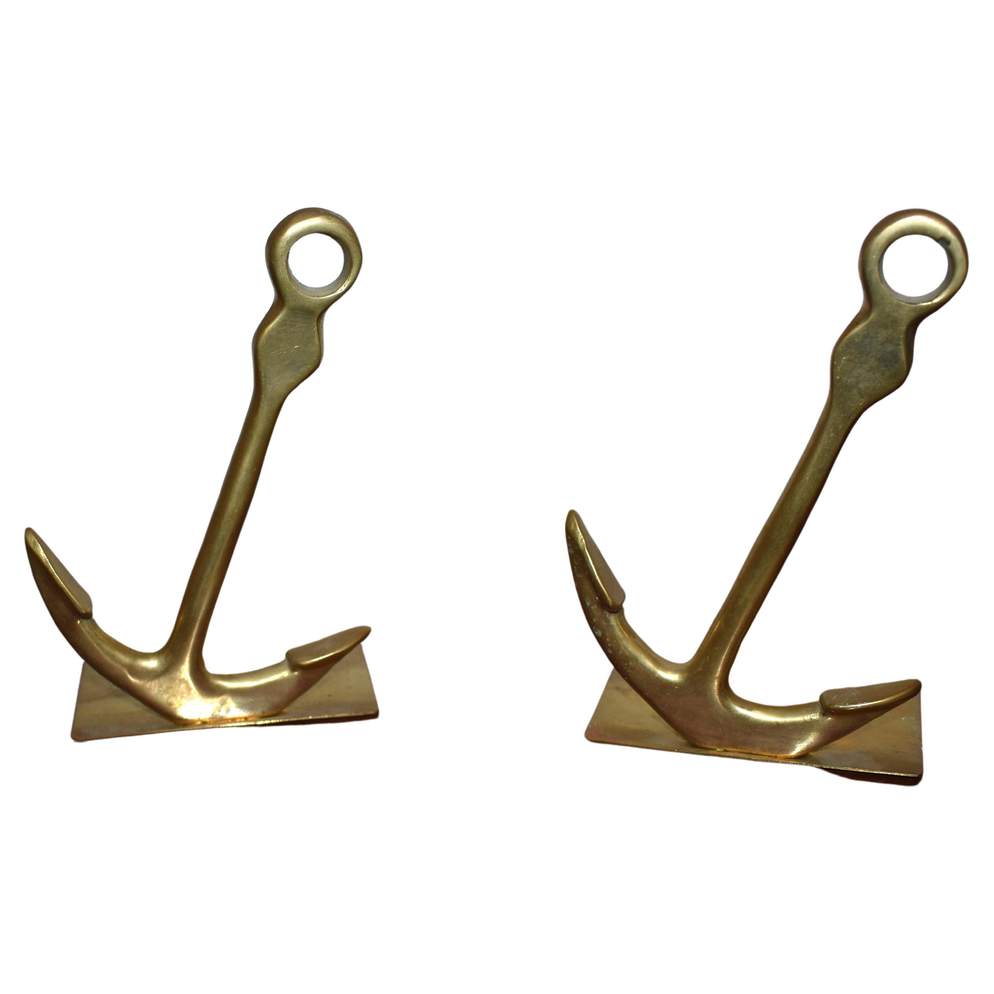 Nautical or Maritime Motif Collapsible Brass Anchor Bookends