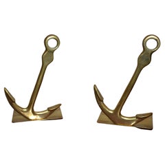 Nautical or Maritime Motif Collapsible Brass Anchor Bookends