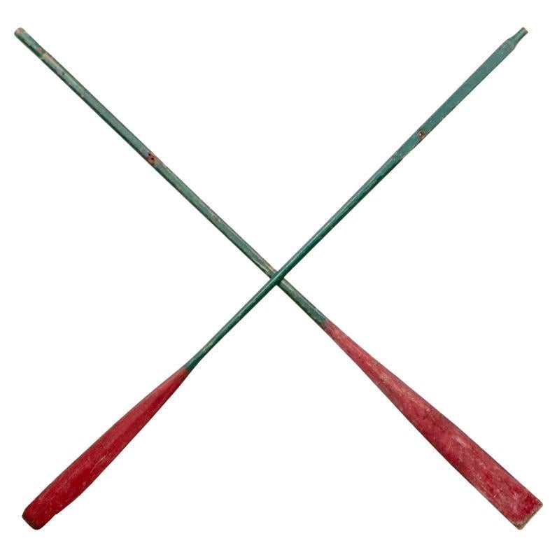 Nautical Painted Wood Oars in X Formation For Sale