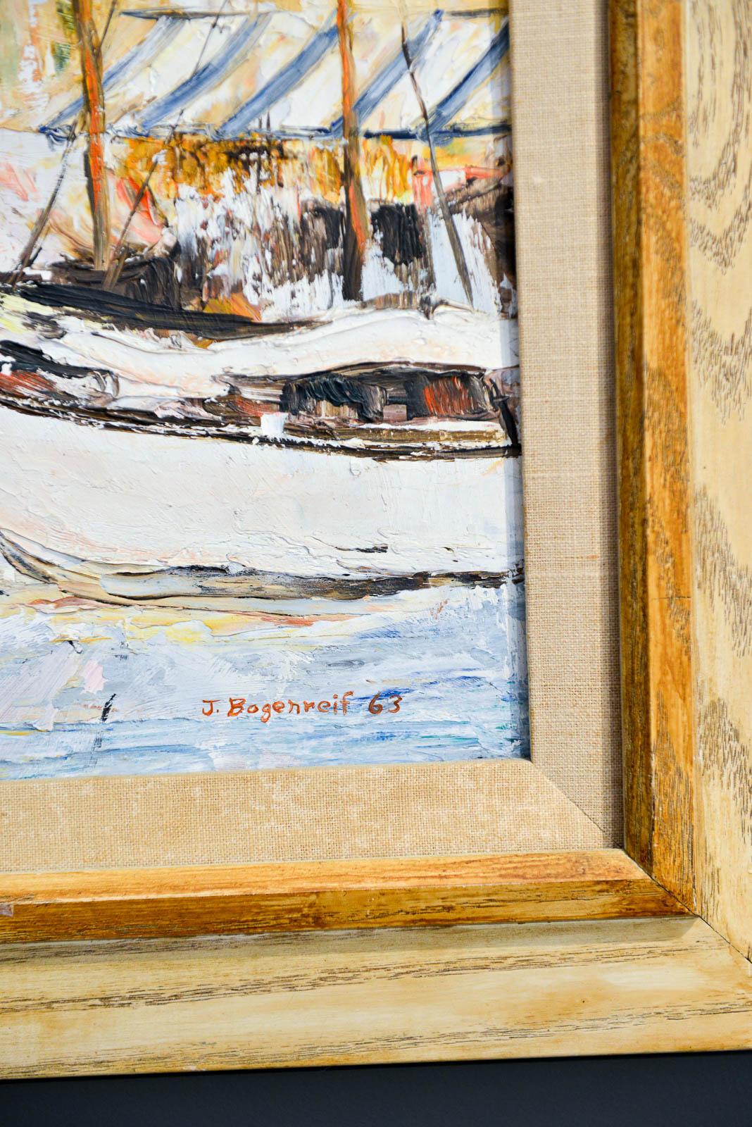 Mid-20th Century Nautical Painting by J. Bogenreif, 1963