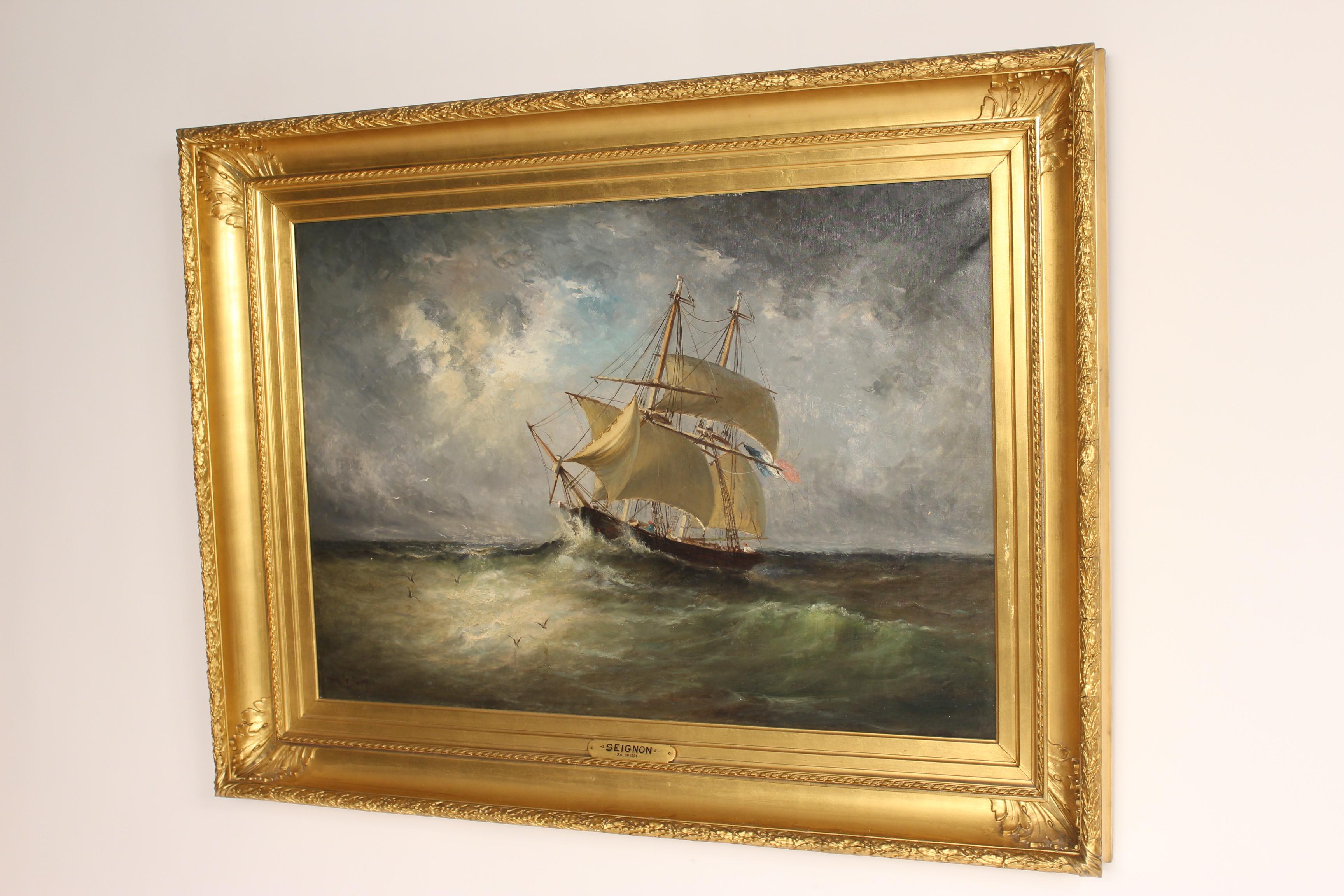 Napoleon III Nautical Painting by Paul Seignon