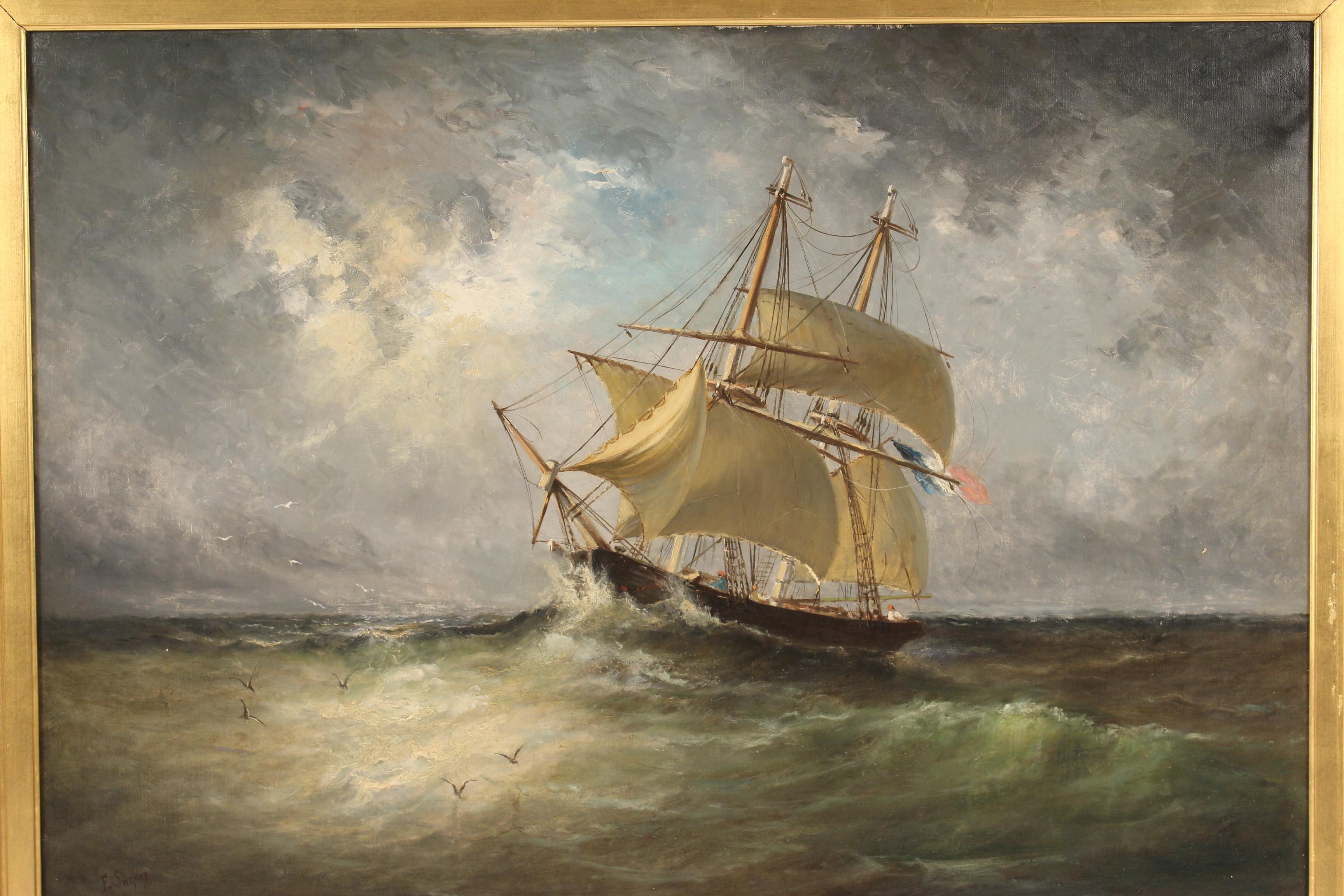 French Nautical Painting by Paul Seignon