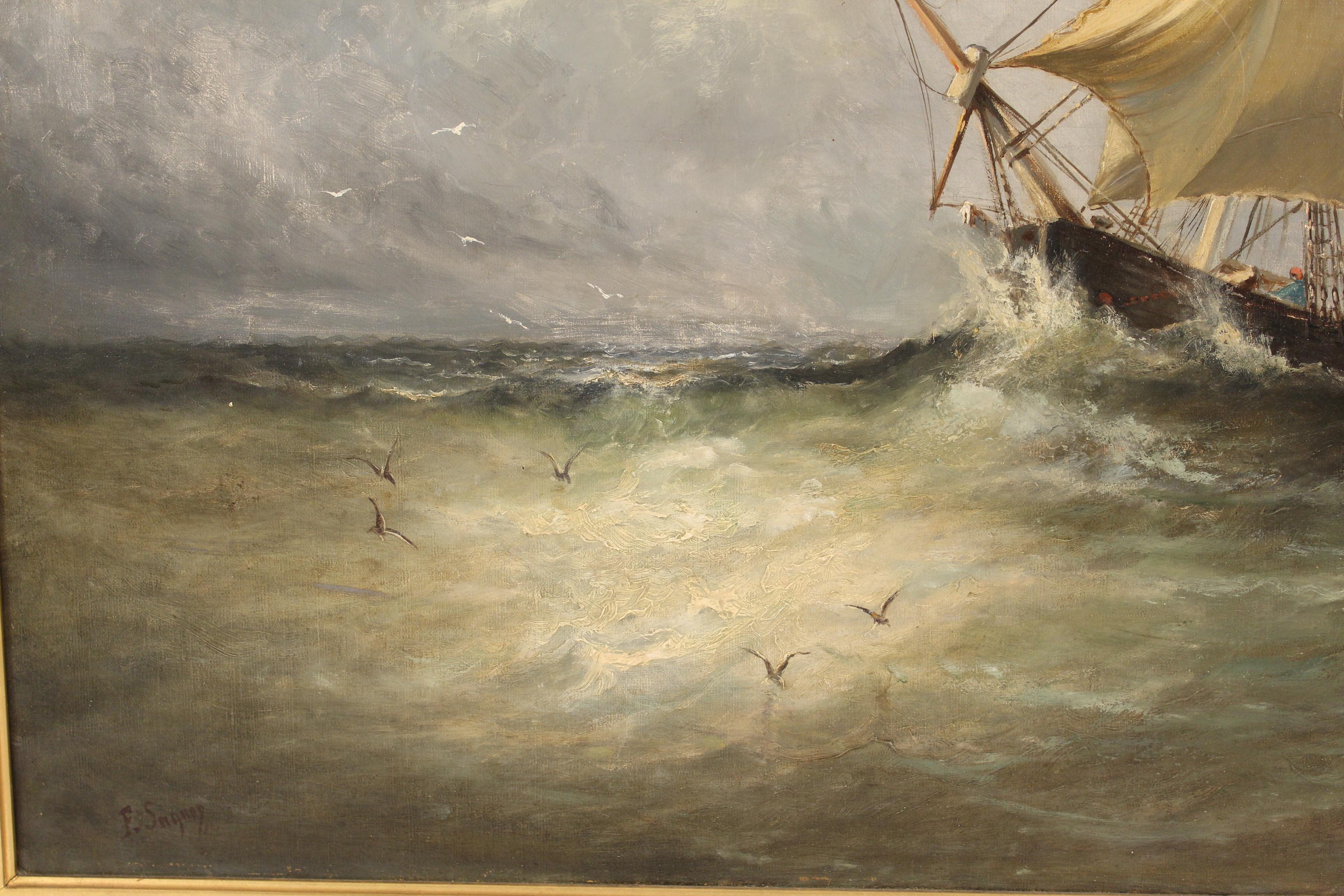 Late 19th Century Nautical Painting by Paul Seignon