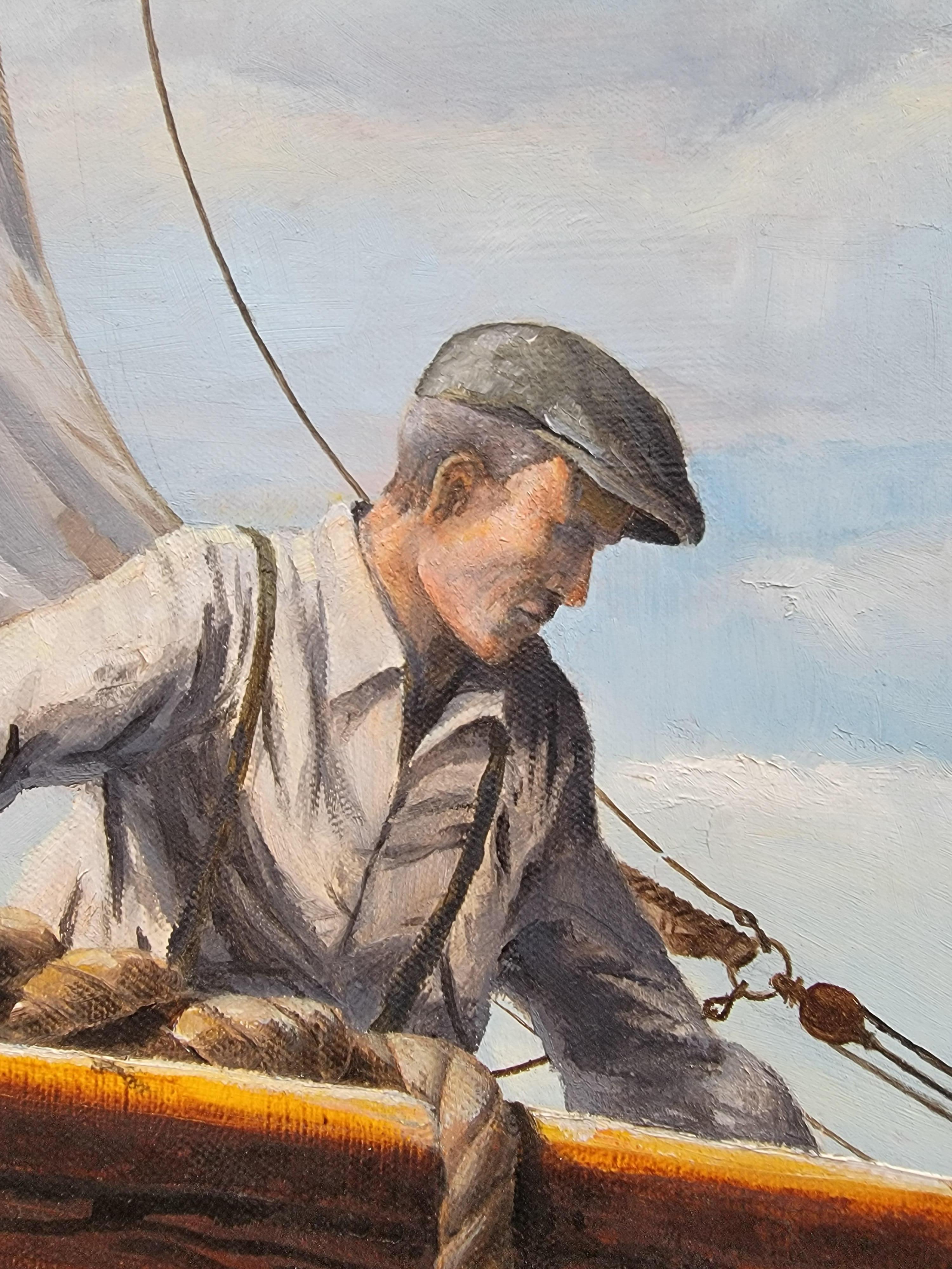 Peinture nautique de marins sur navire Bon état - En vente à Fulton, CA