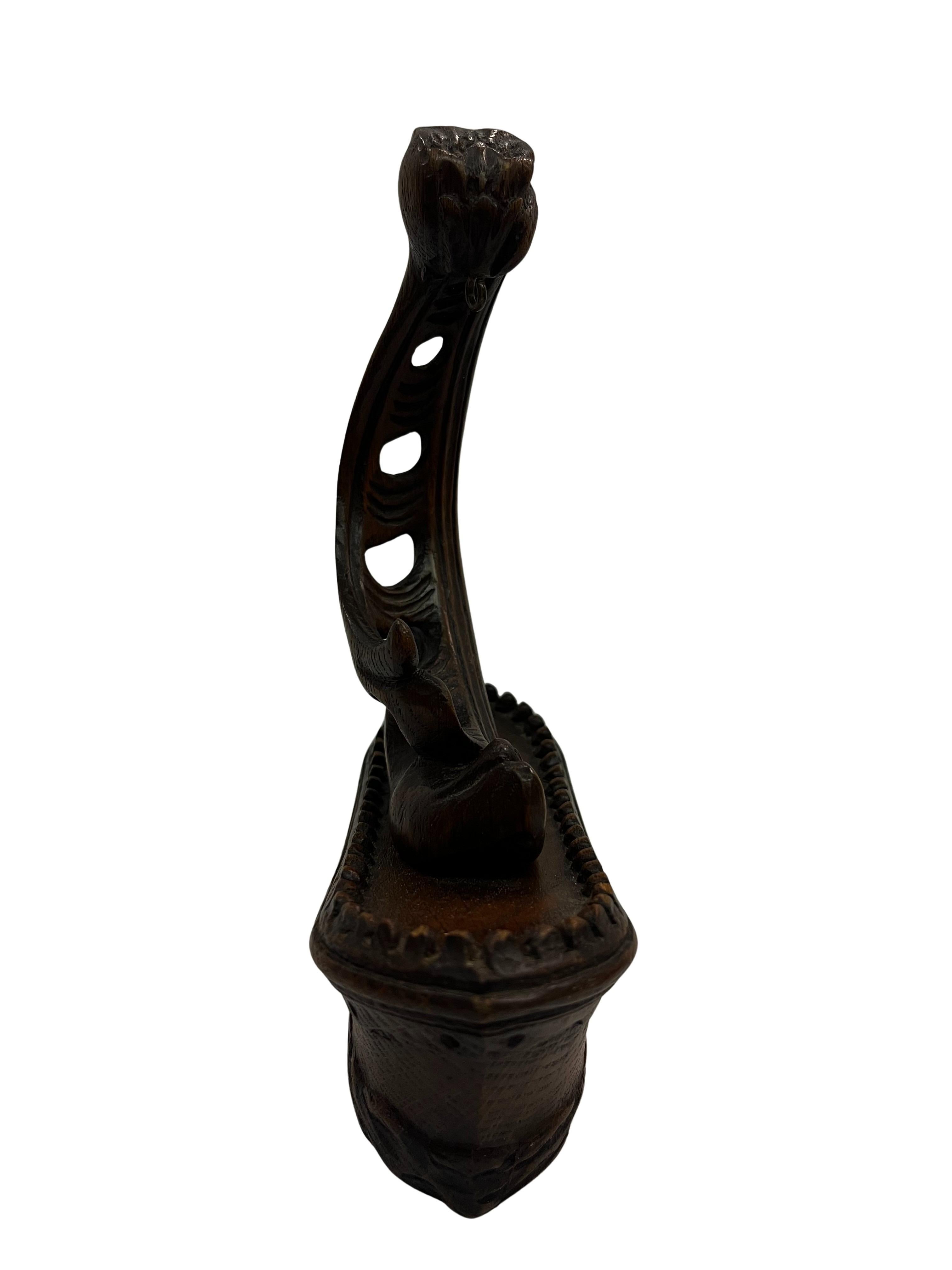 Late 19th Century Nautical pocket watch holder stand, sailing ship, carved, folk art, 1880 Germany For Sale
