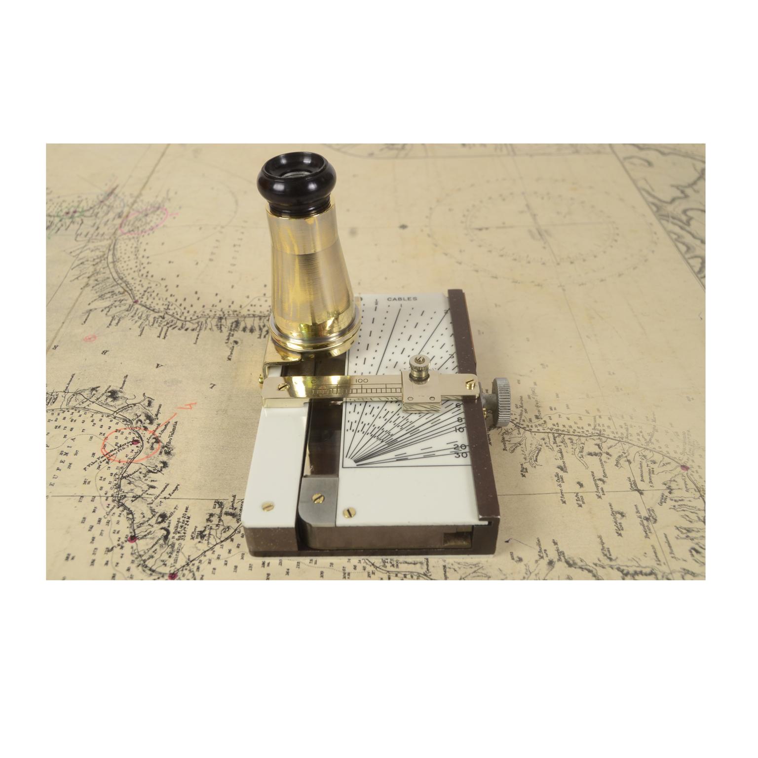 British 1960s Nautical Rangefinder Signed Kelvin Hughes Antique Marine Navigation Tool For Sale