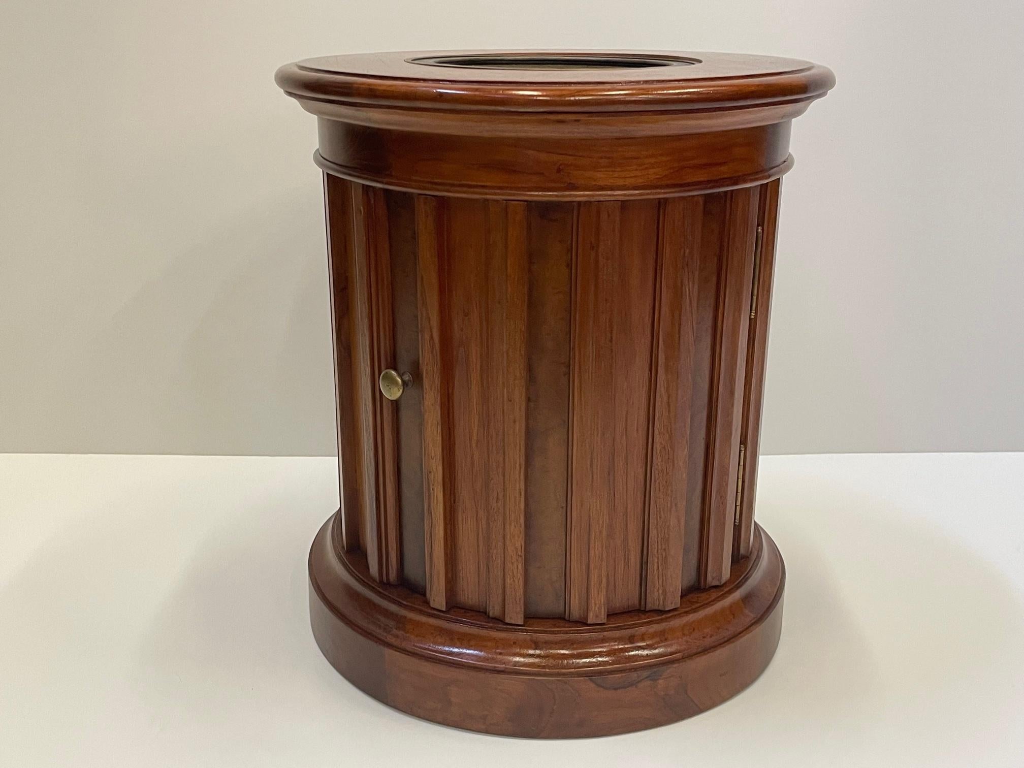 Brass Nautical Rare Pair of Compass Adorned Mahogany End Tables Nightstands