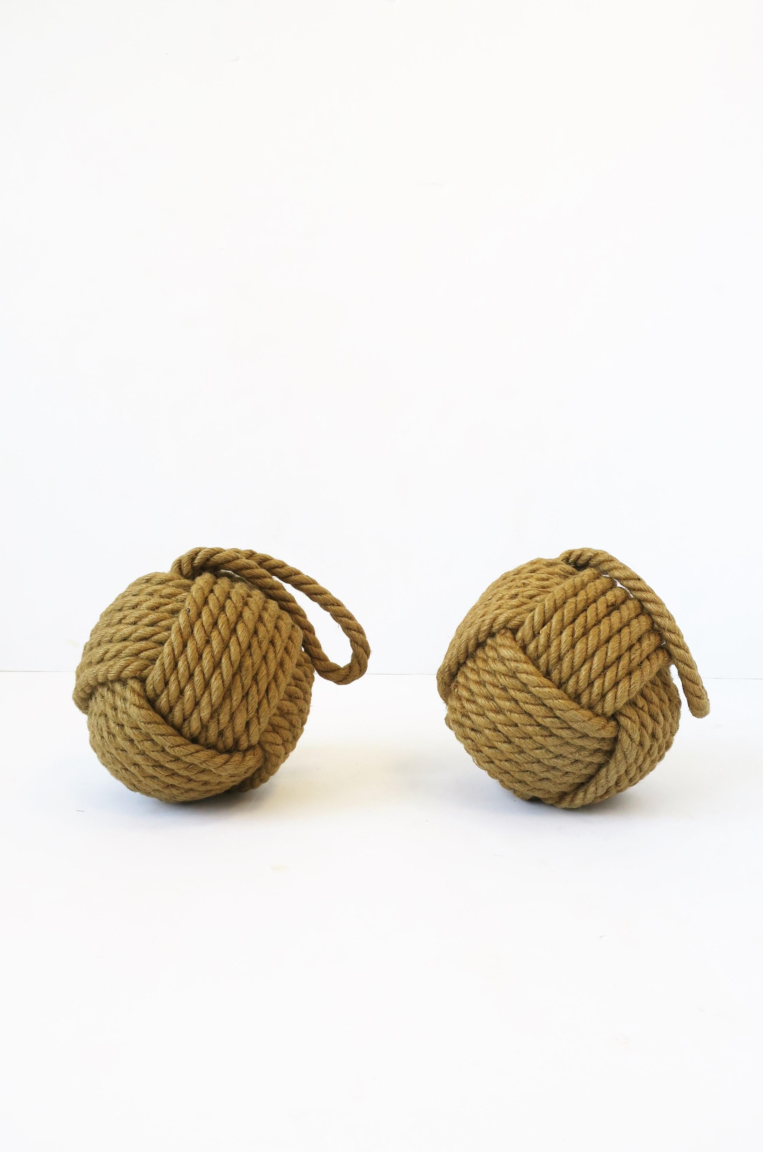 A nice size nautical rope knot decorative object. One (1) available now, as per listing. Measures: 6.25