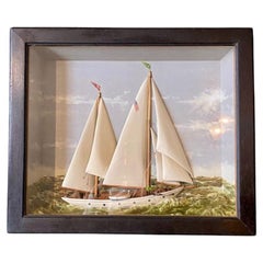 Vintage Nautical Shadowbox of the Ketch "Grace Darling" built by Capt George Bolt