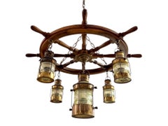 Nautical Ship's Wheel Chandelier