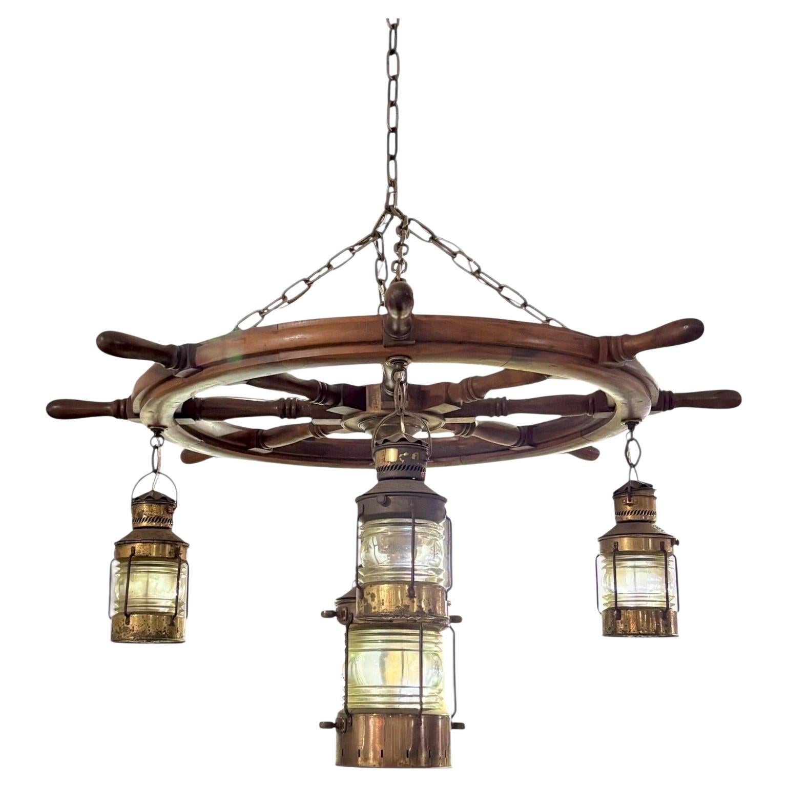 Nautical Ship's Wheel Chandelier