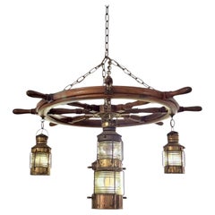 Nautical Ship's Wheel Chandelier