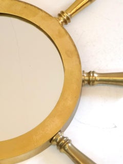 Nautical Ship's Wheel Mirror of Brass, 1970s