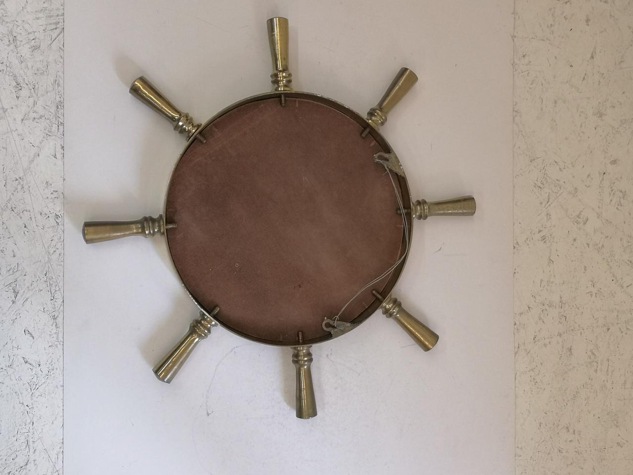 Late 20th Century Nautical Ship's Wheel Mirror of Brass, 1970s