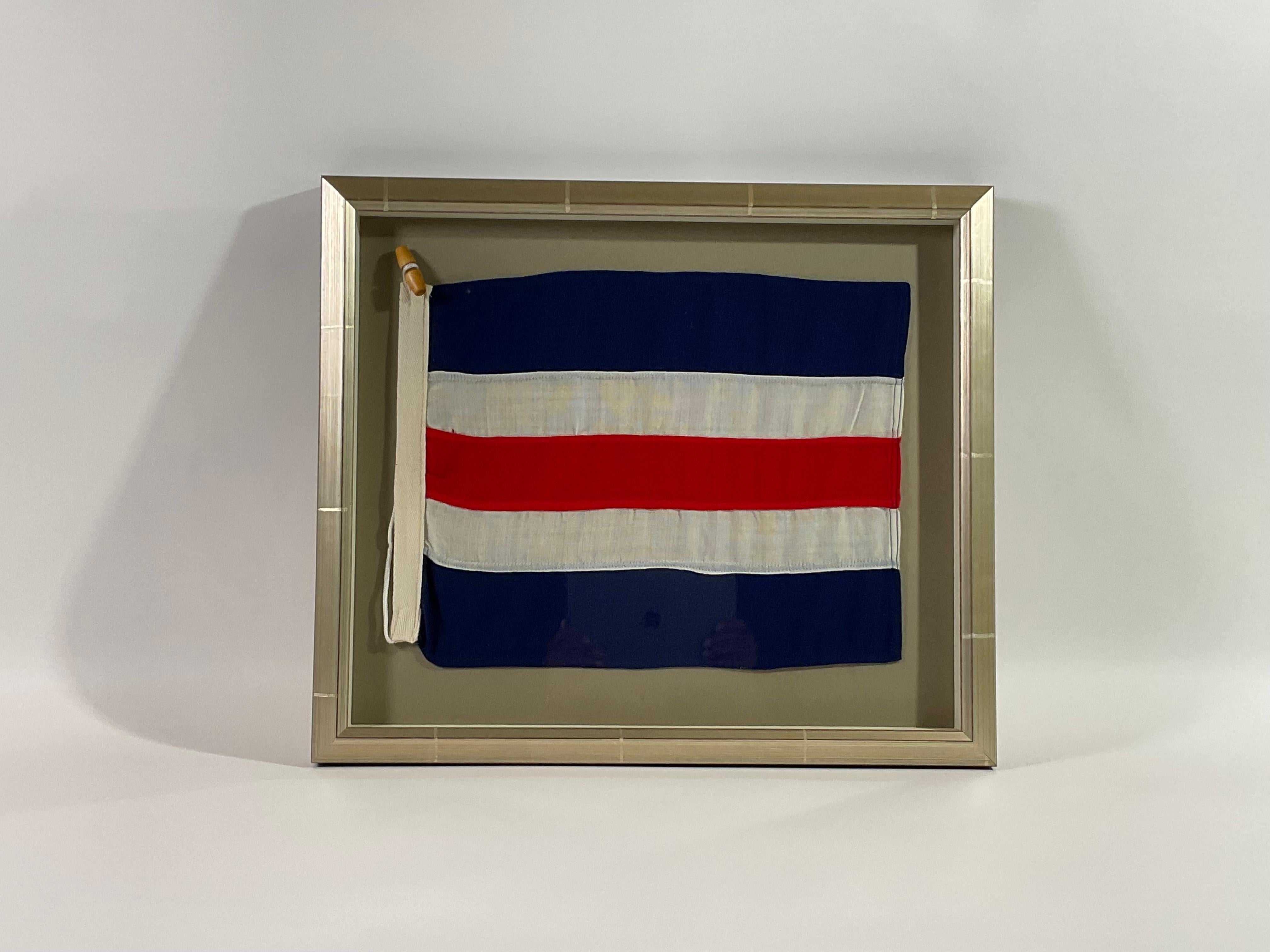 Mid-20th Century Nautical Signal Flag in Frame