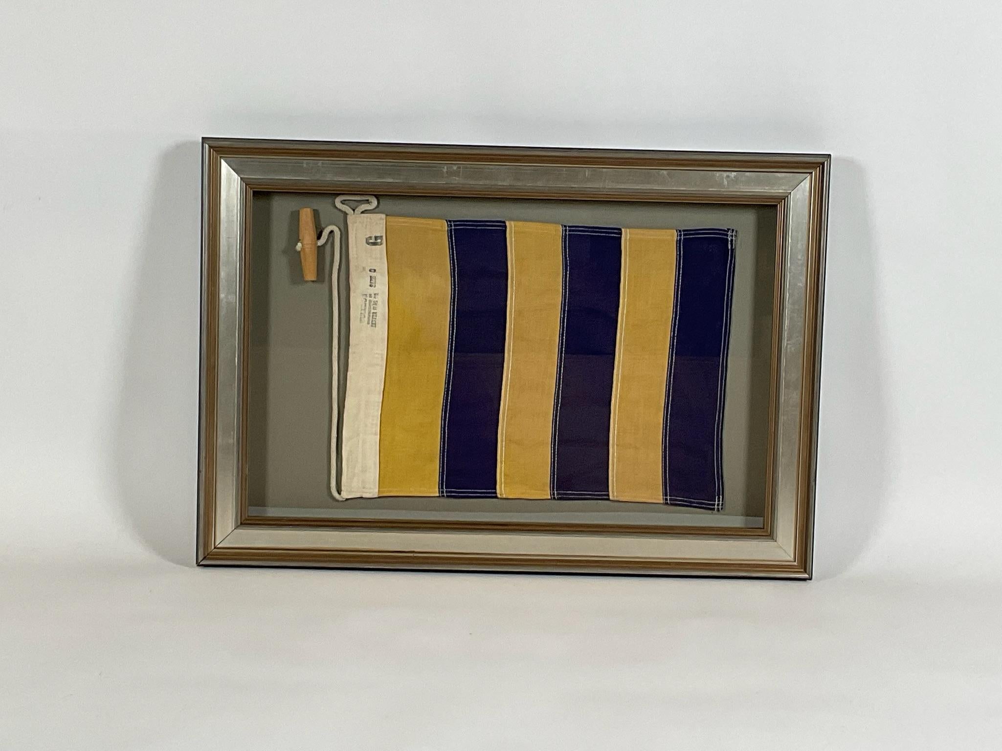 North American Nautical Signal Flag In Shadowbox Frame For Sale