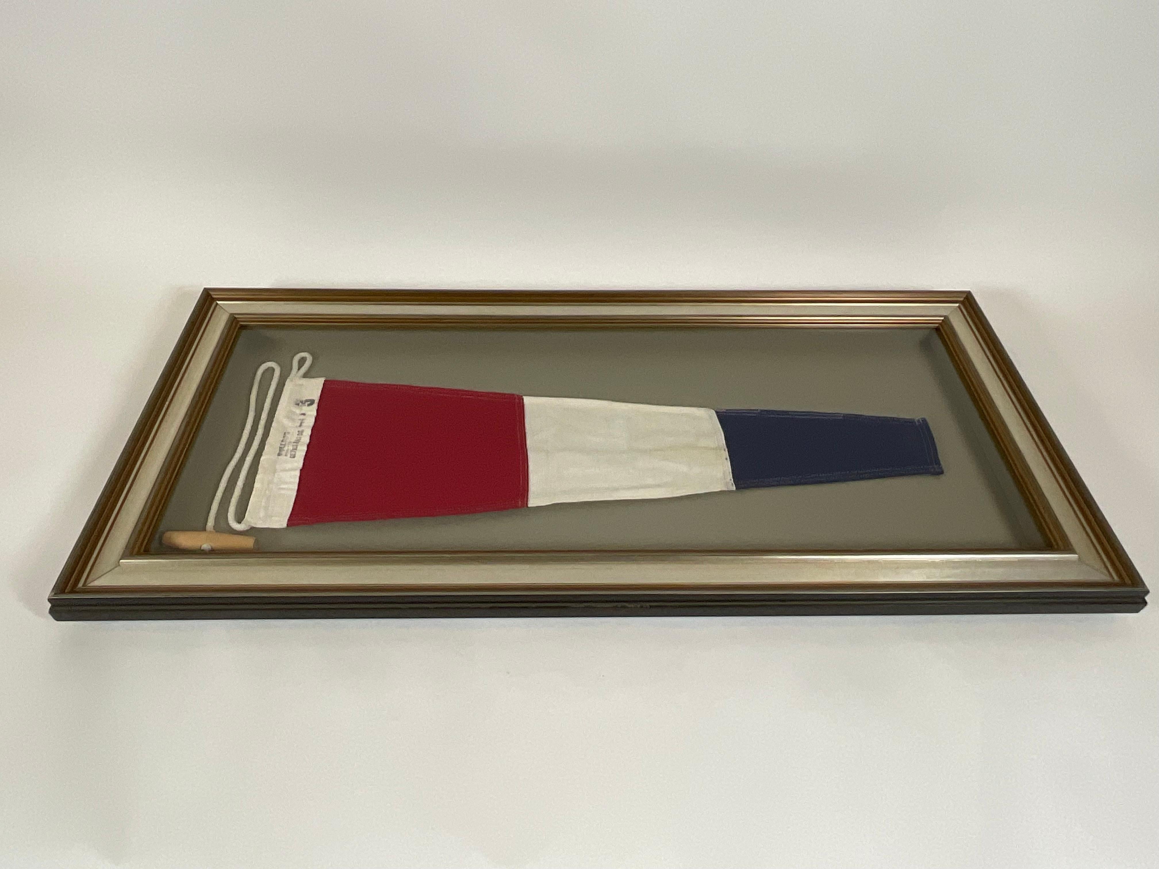 Nautical Signal Flag in Shadowbox Frame In Good Condition For Sale In Norwell, MA