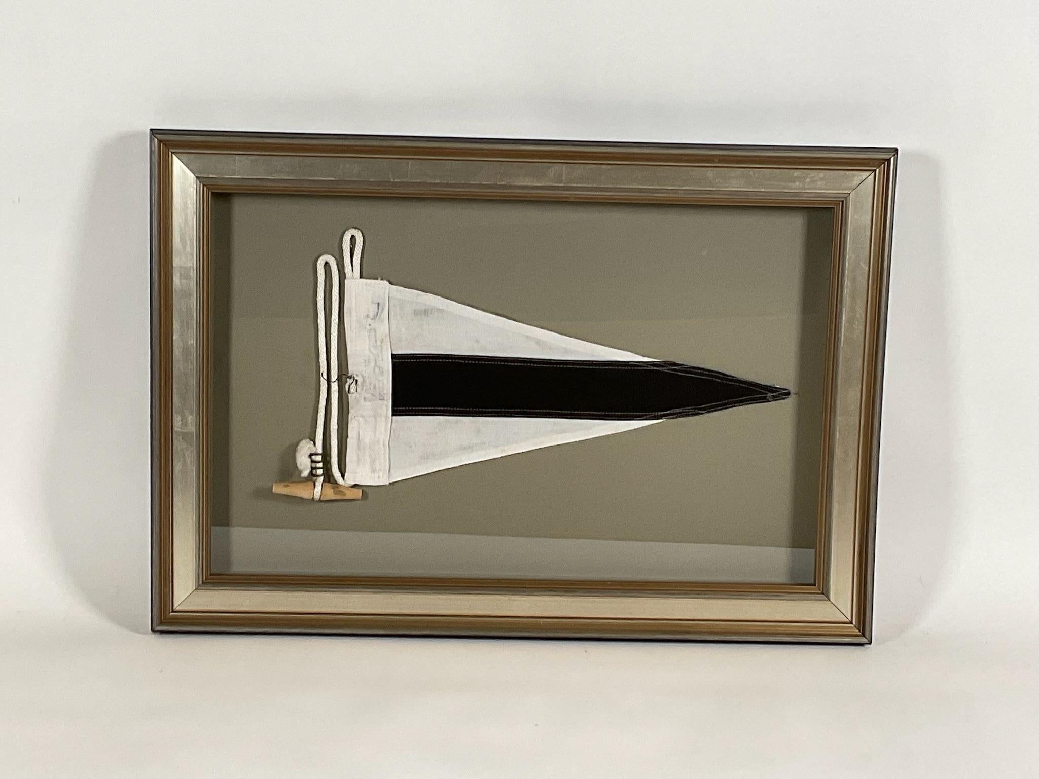 Nautical Signal Flag In Shadowbox Frame In Good Condition For Sale In Norwell, MA