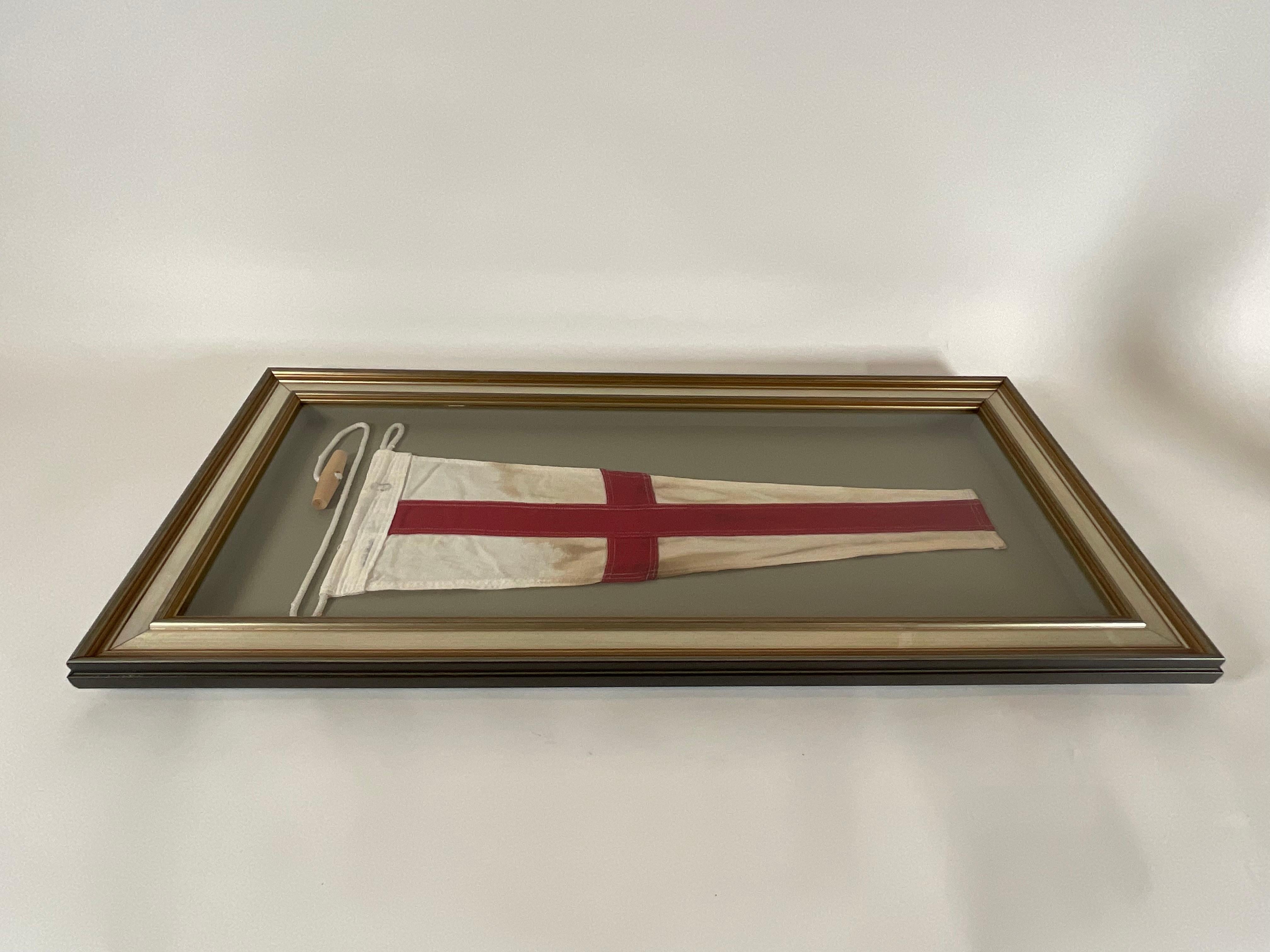 Mid-20th Century Nautical Signal Flag In Shadowbox Frame For Sale