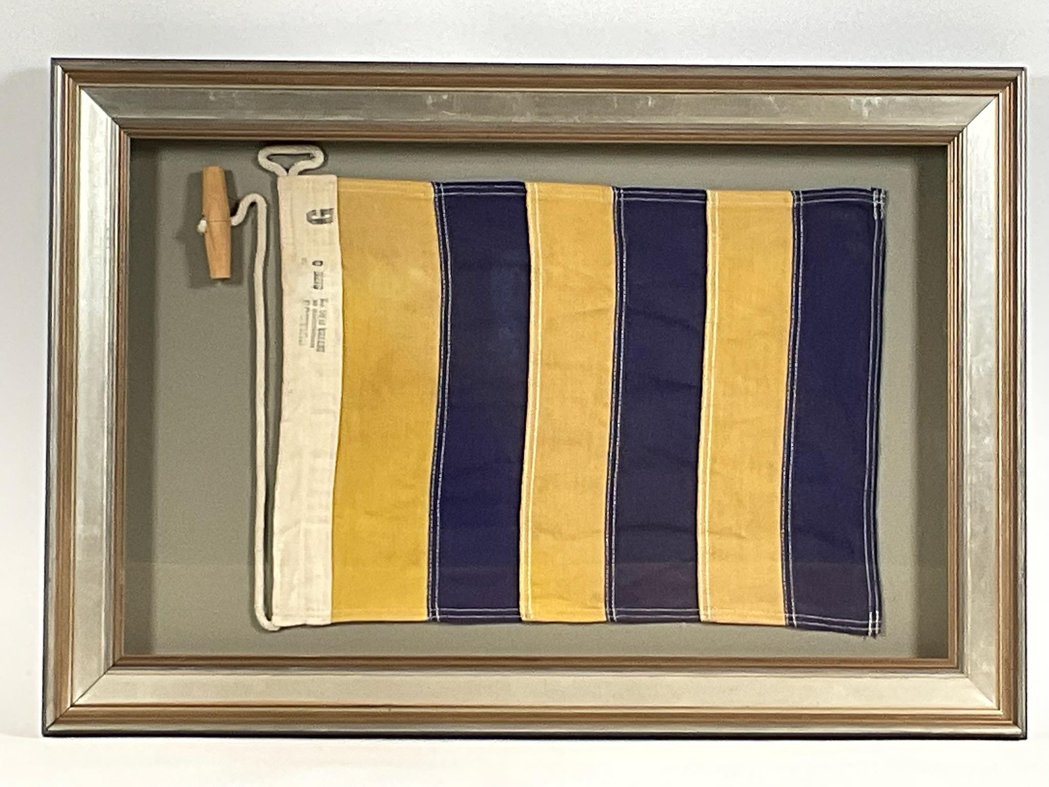 Late 20th Century Nautical Signal Flag In Shadowbox Frame For Sale