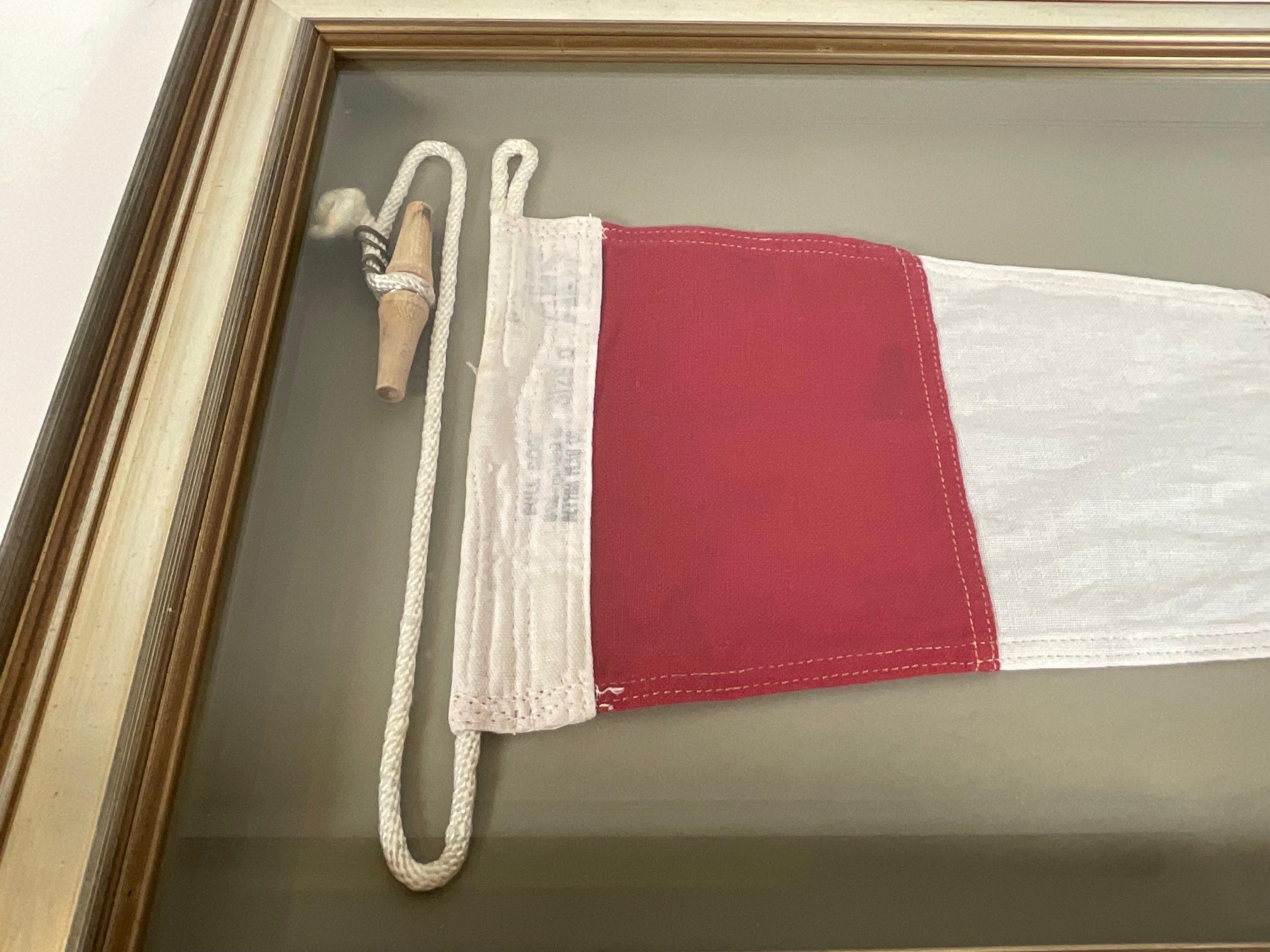 Cotton Nautical Signal Flag in Shadowbox Frame For Sale