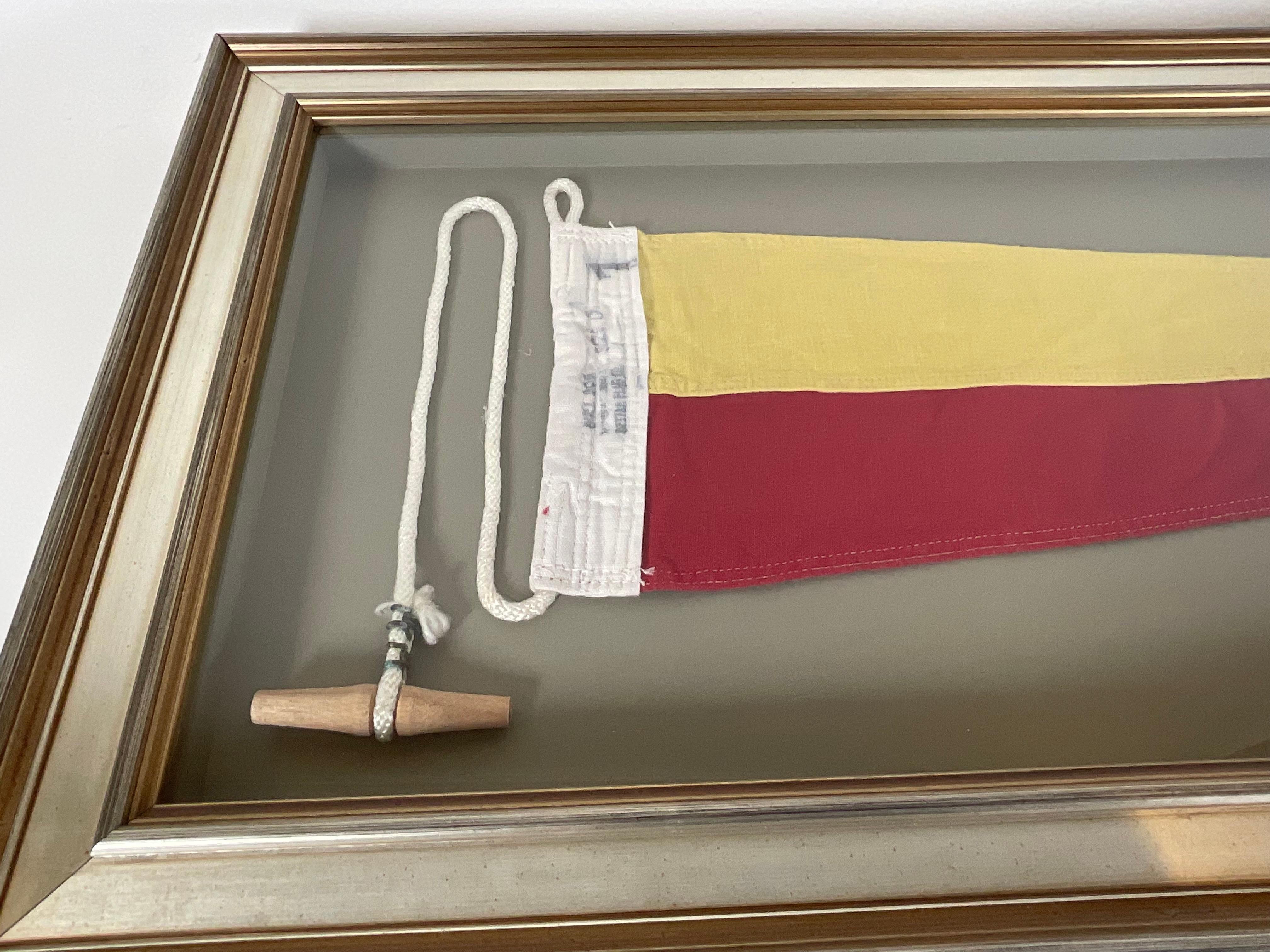Cotton Nautical Signal Flag in Shadowbox Frame For Sale