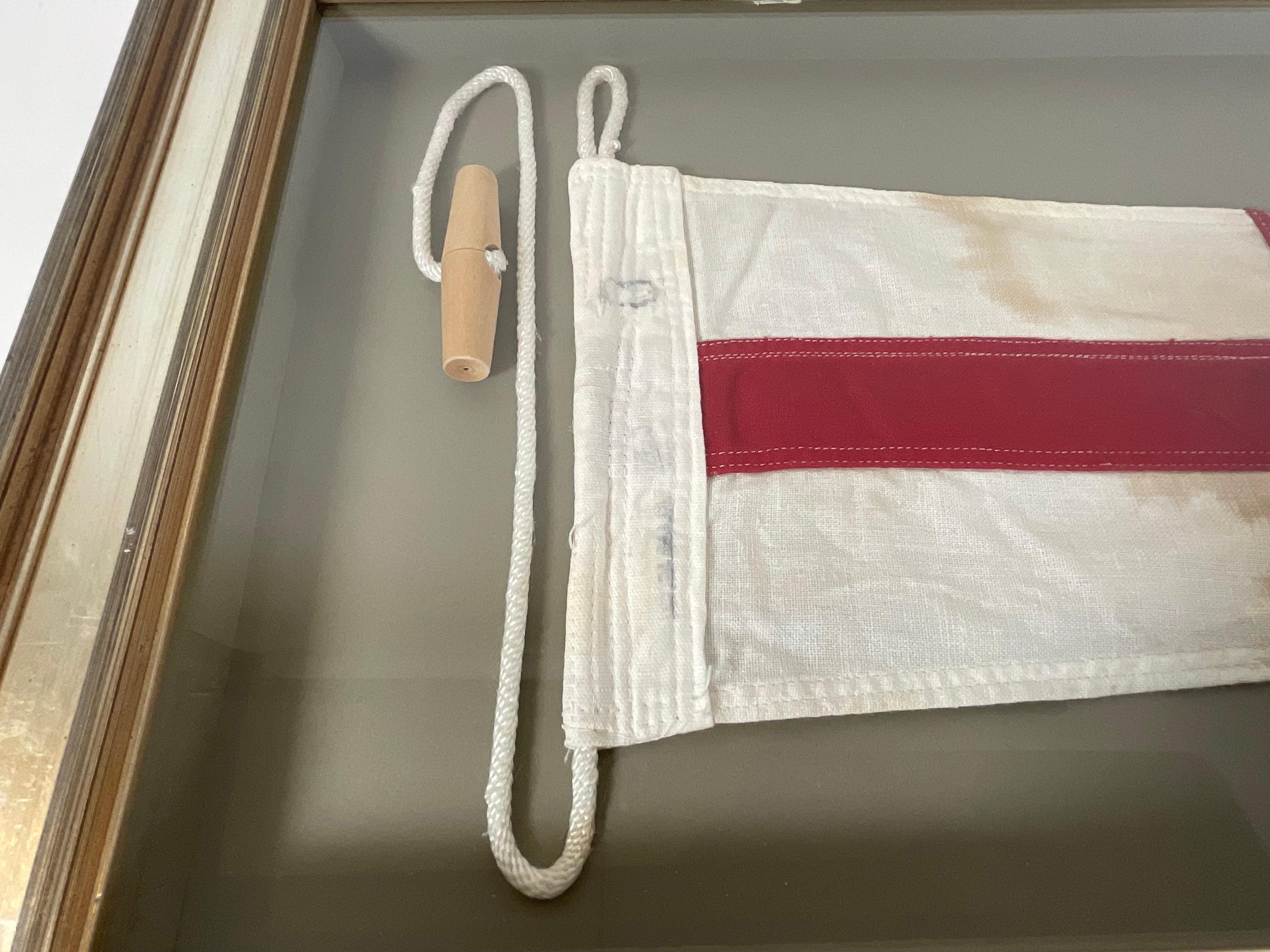 Cotton Nautical Signal Flag In Shadowbox Frame For Sale