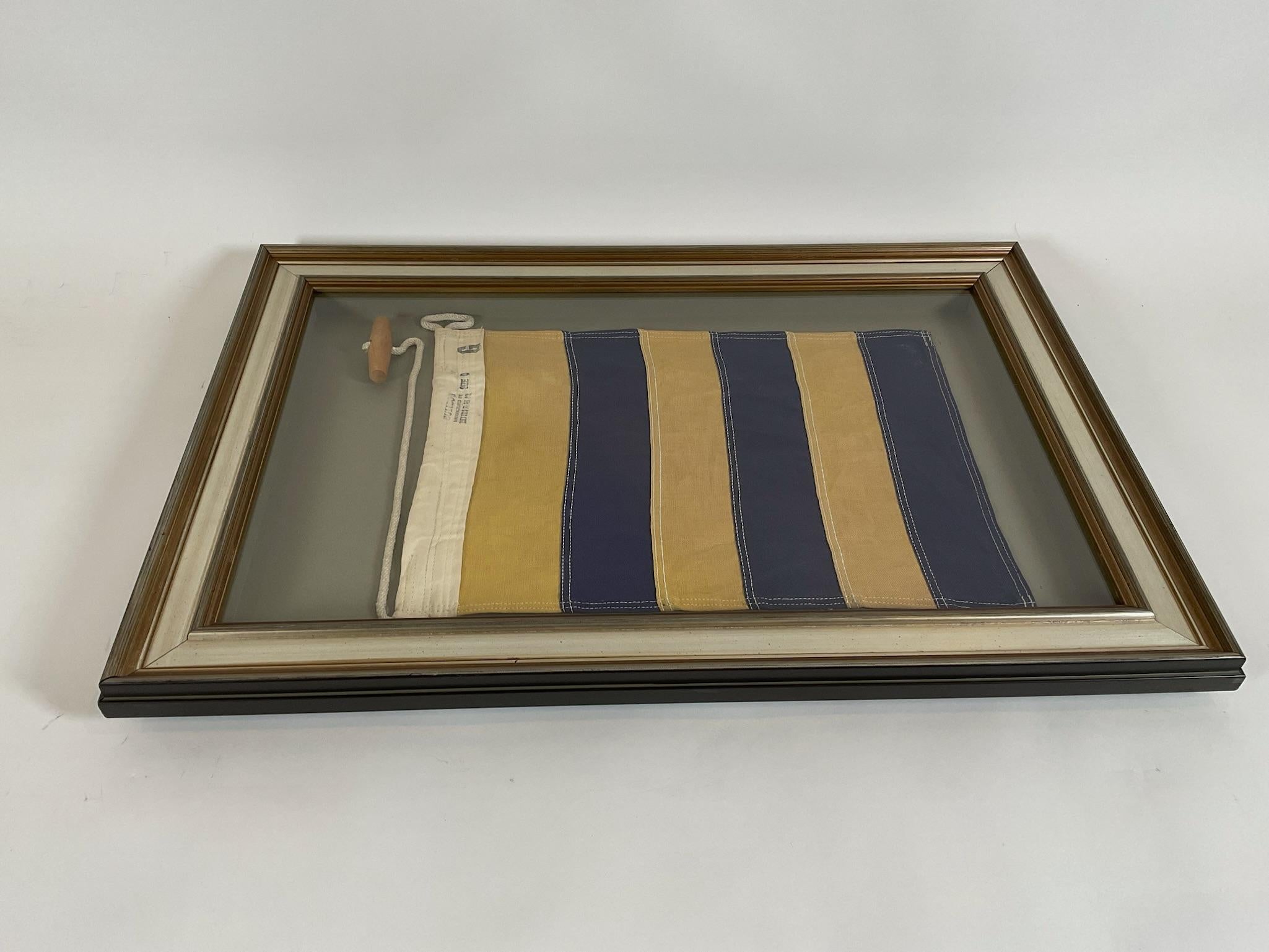 Linen Nautical Signal Flag In Shadowbox Frame For Sale