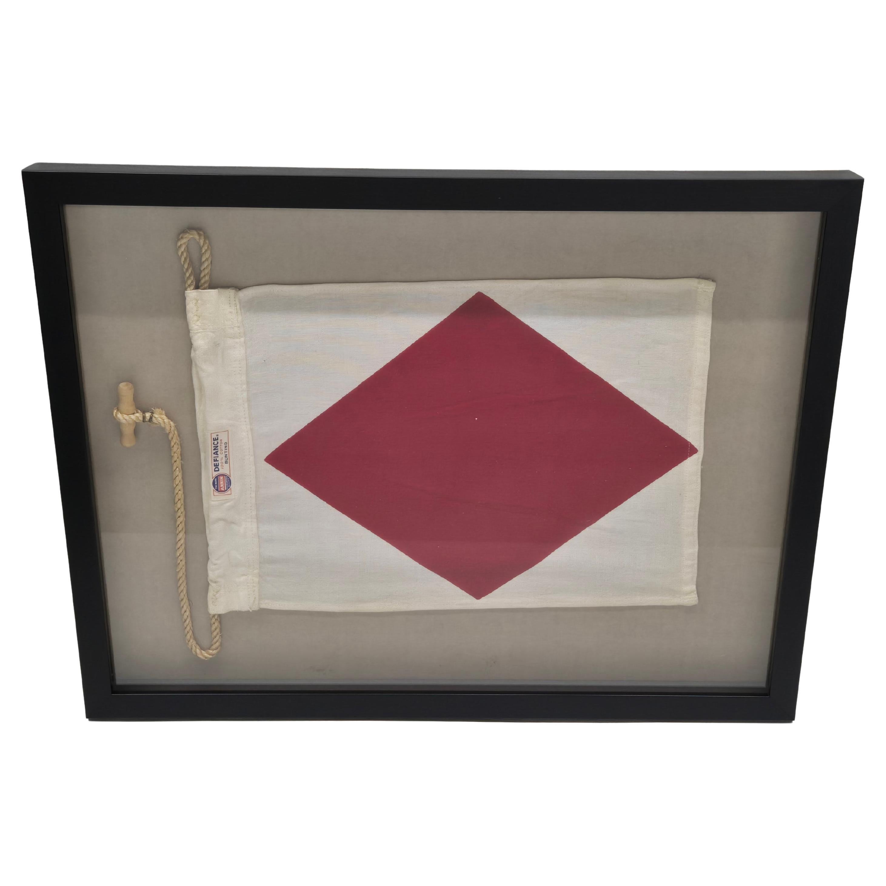 Nautical Signal Flag of Letter "F", "FOXTROT" in Shadowbox Frame For Sale
