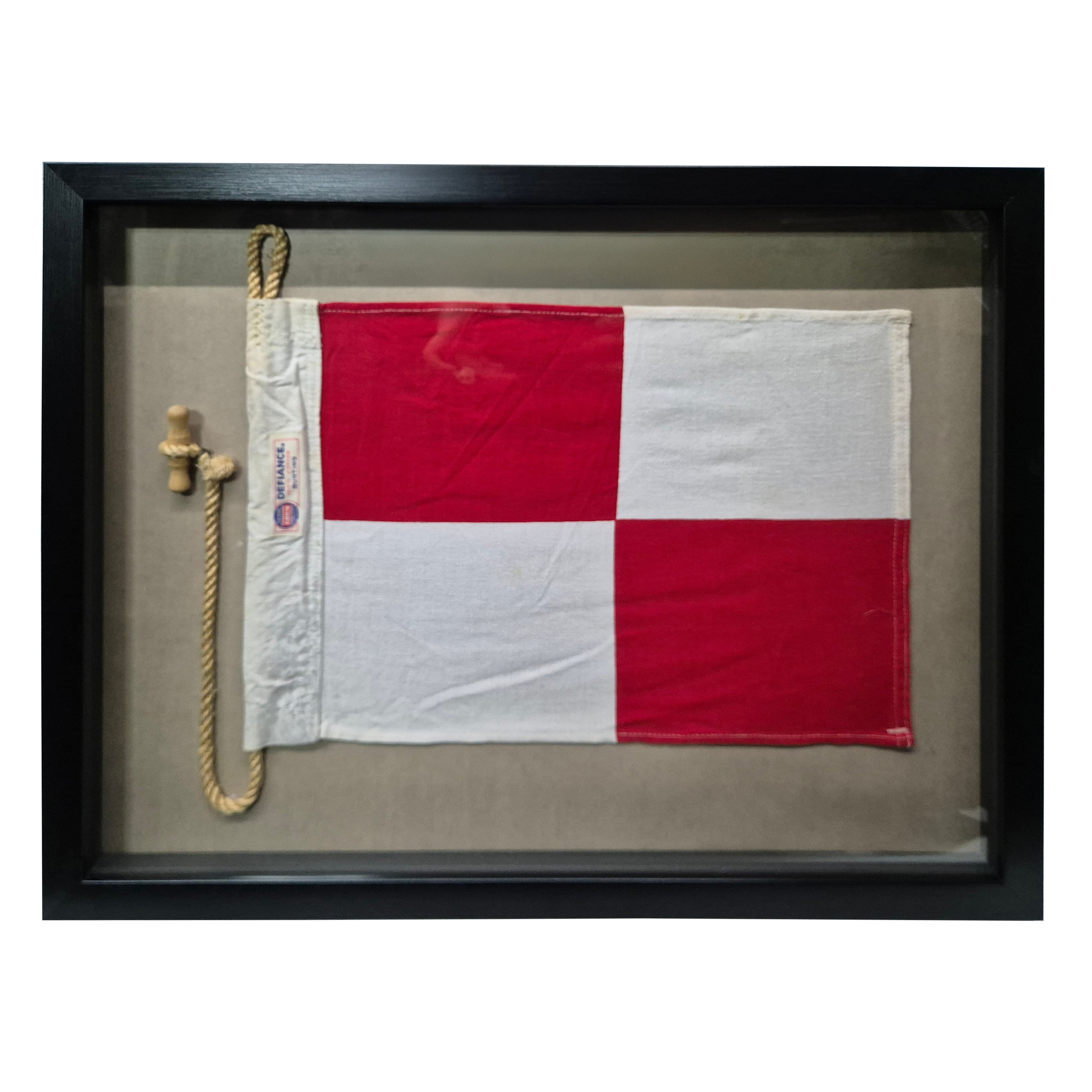 Nautical Signal Flag of Letter "U" in Shadowbox Frame