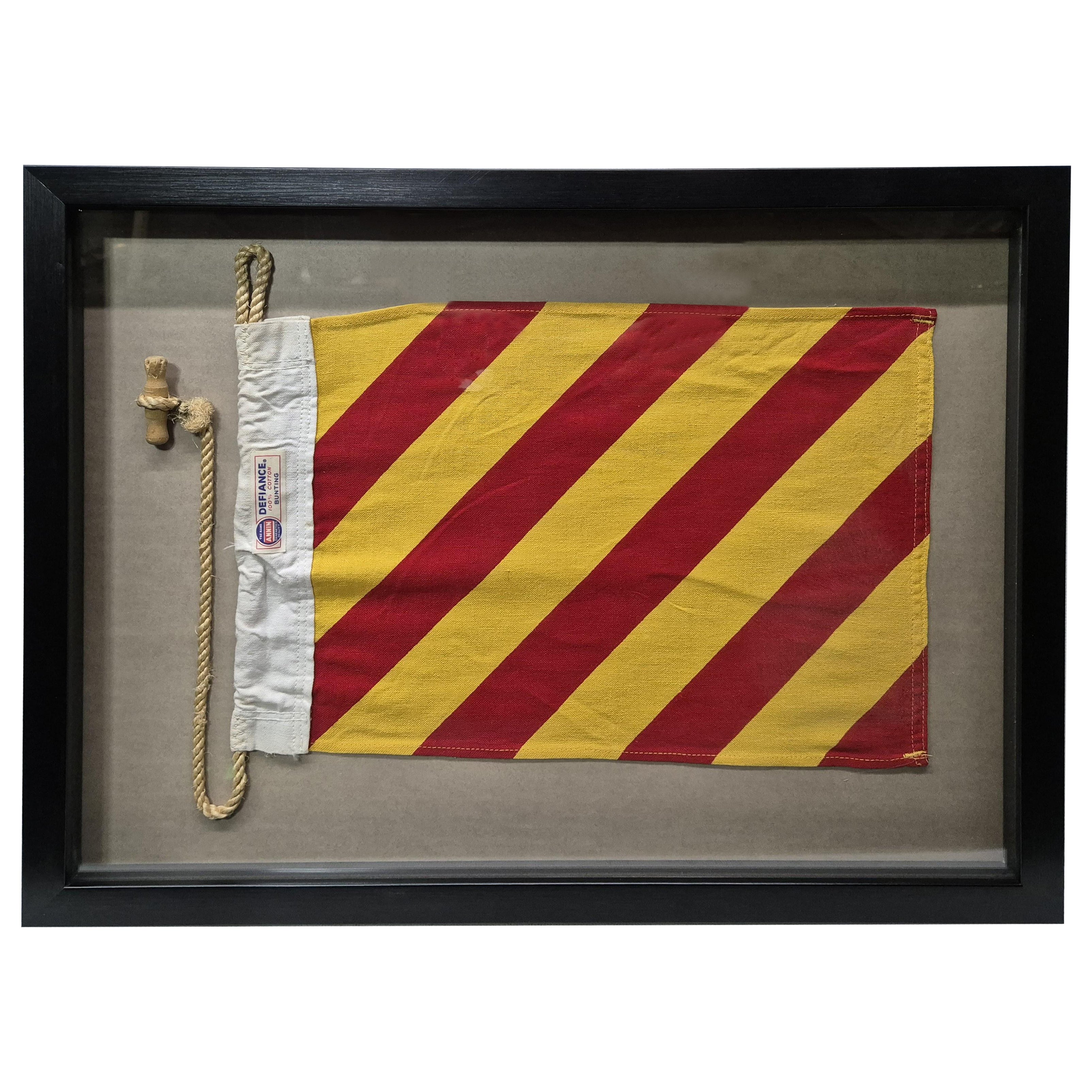 Nautical Signal Flag of Letter "Y" in Shadowbox Frame