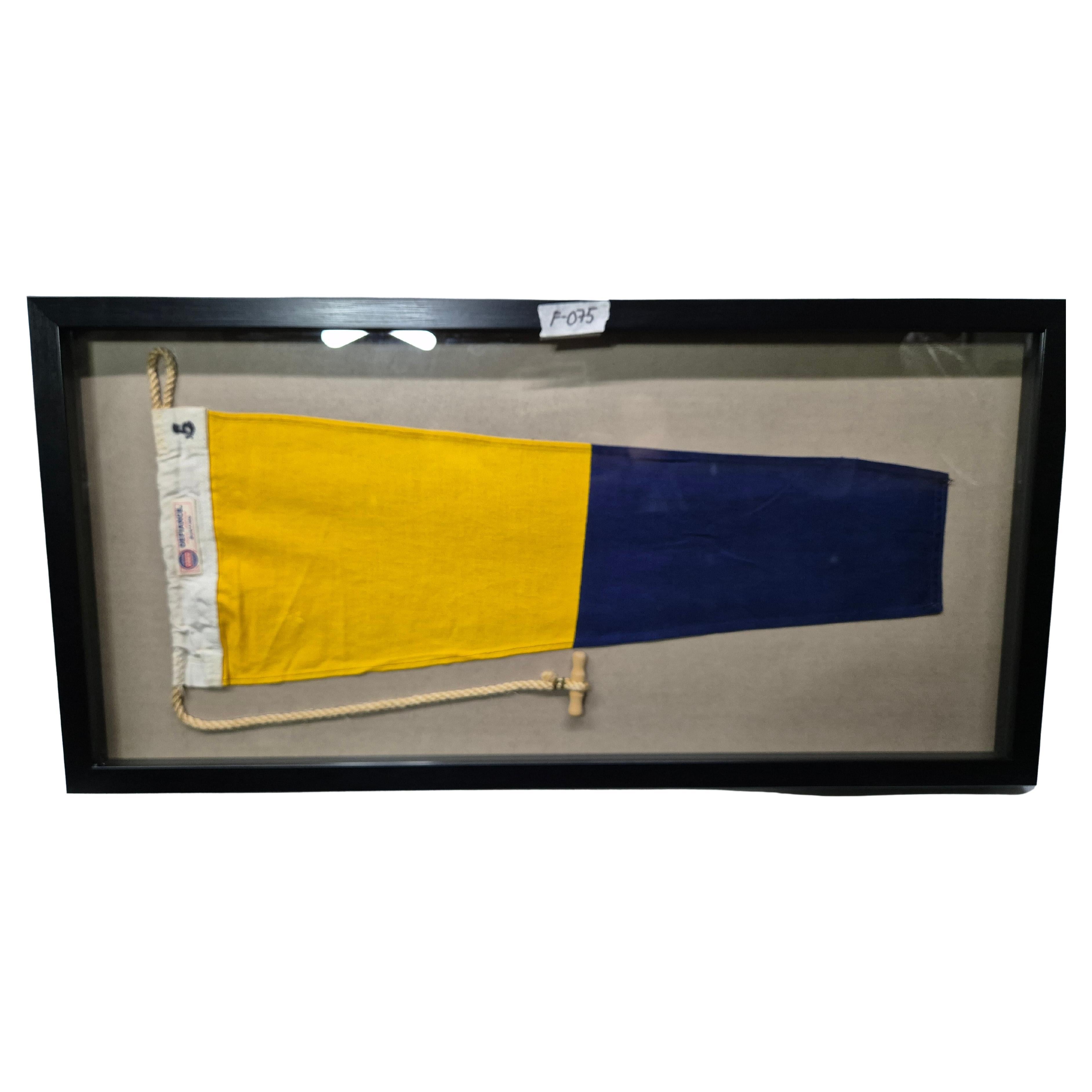 Nautical Signal Pennant for Numeral "FIVE" in Frame For Sale