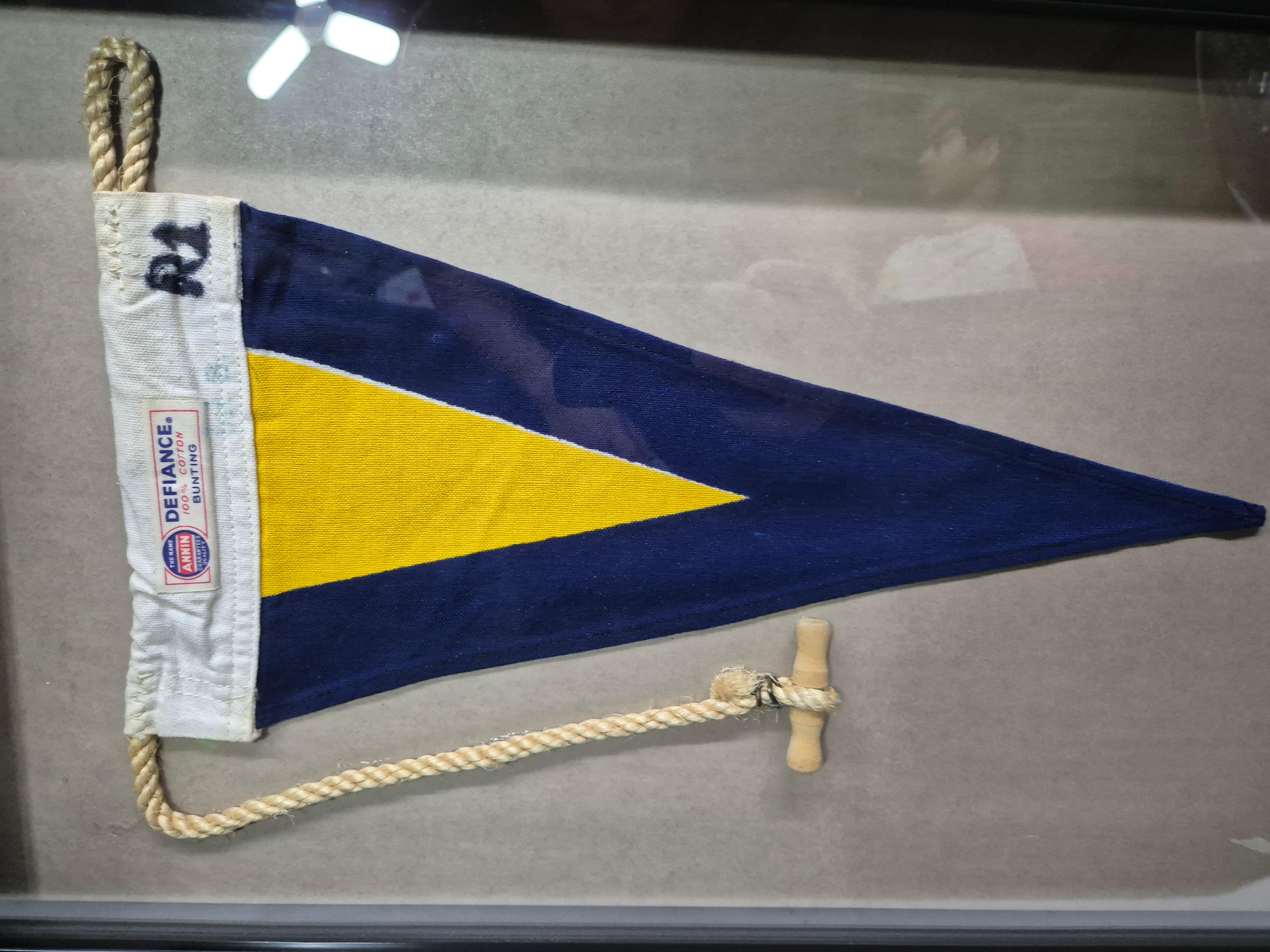 Nautical Signal Pennant in Shadowbox Frame In Good Condition For Sale In Norwell, MA