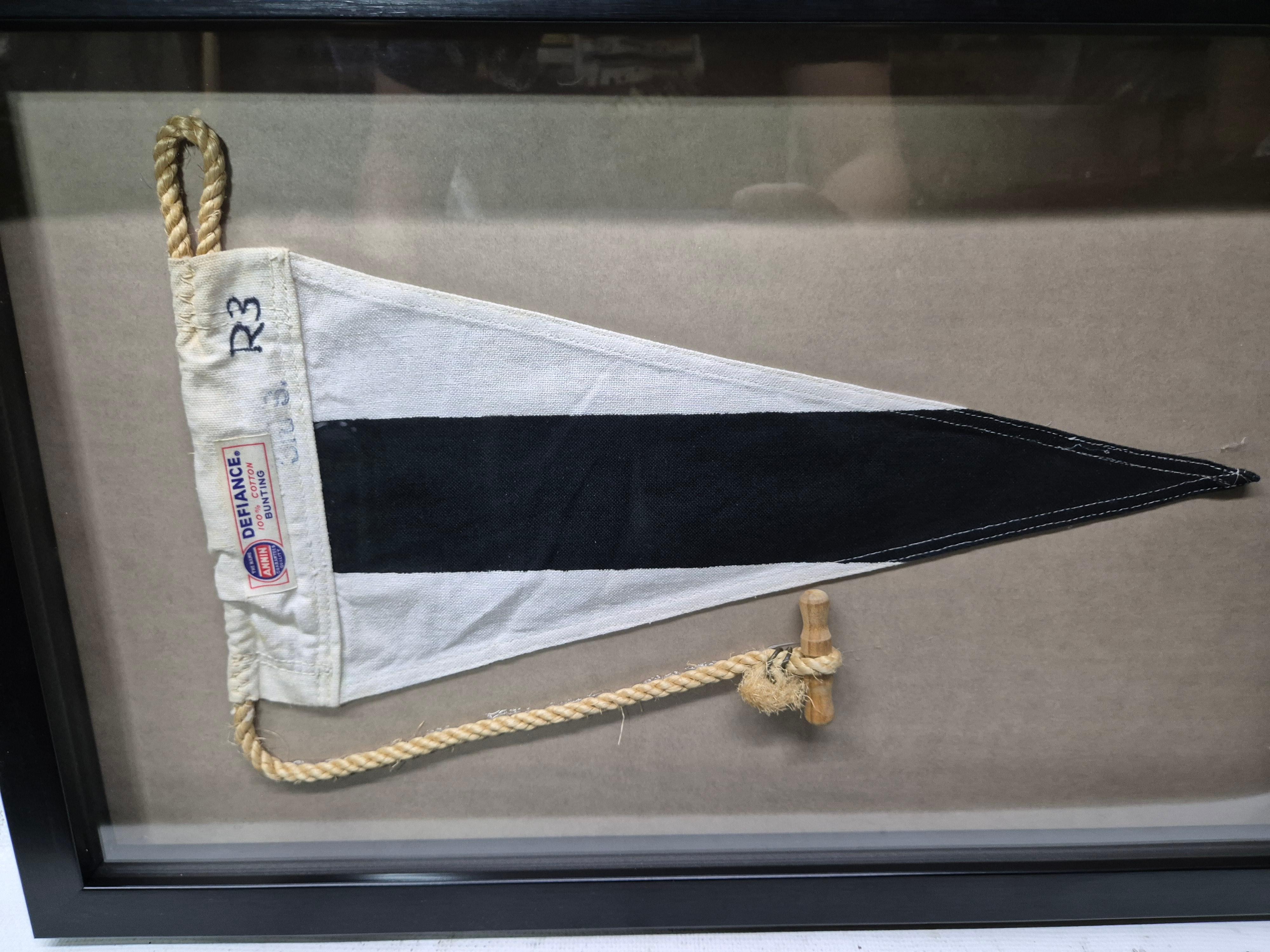 Nautical Signal Pennant in Shadowbox Frame In Good Condition For Sale In Norwell, MA