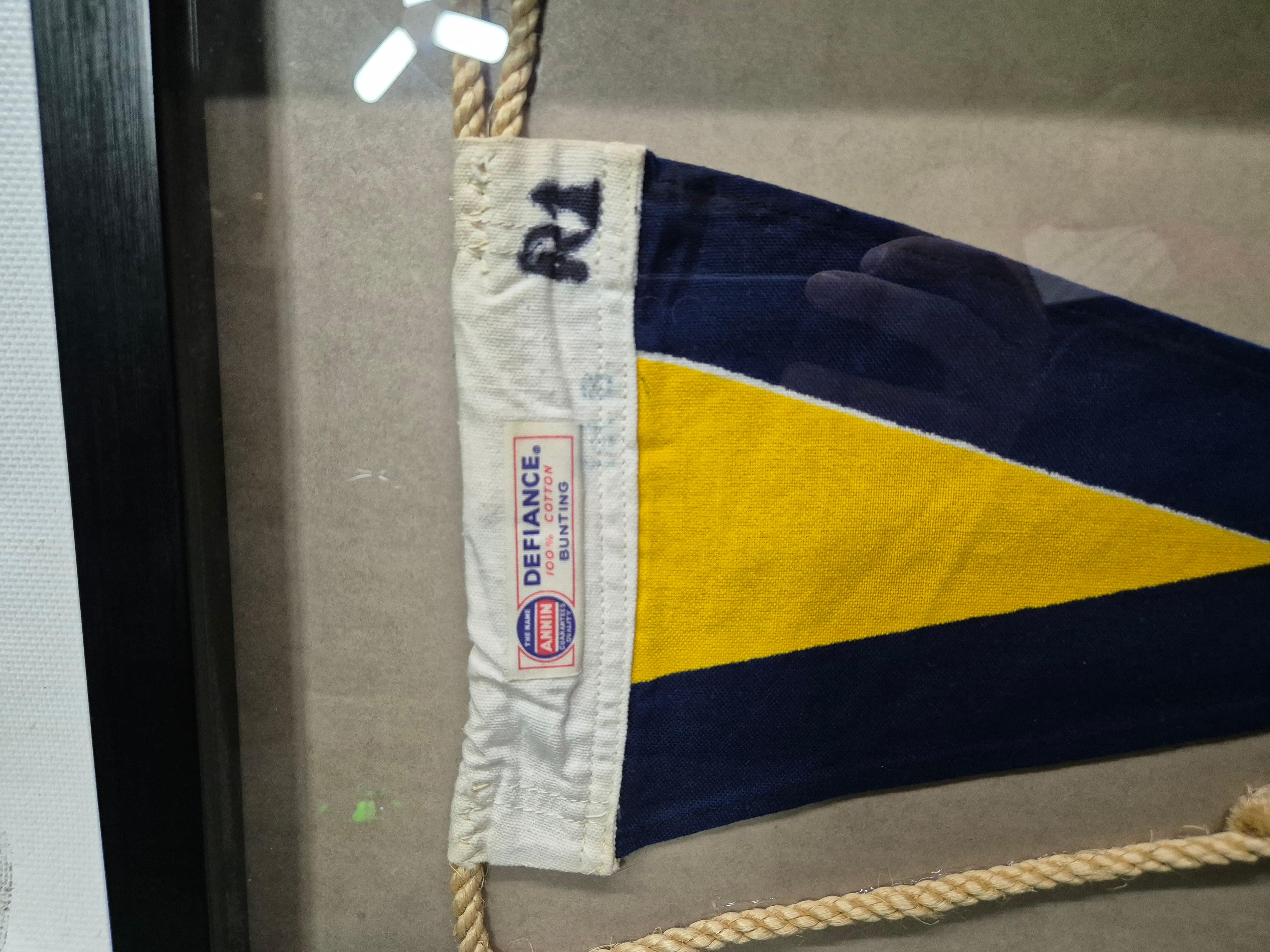 Mid-20th Century Nautical Signal Pennant in Shadowbox Frame For Sale