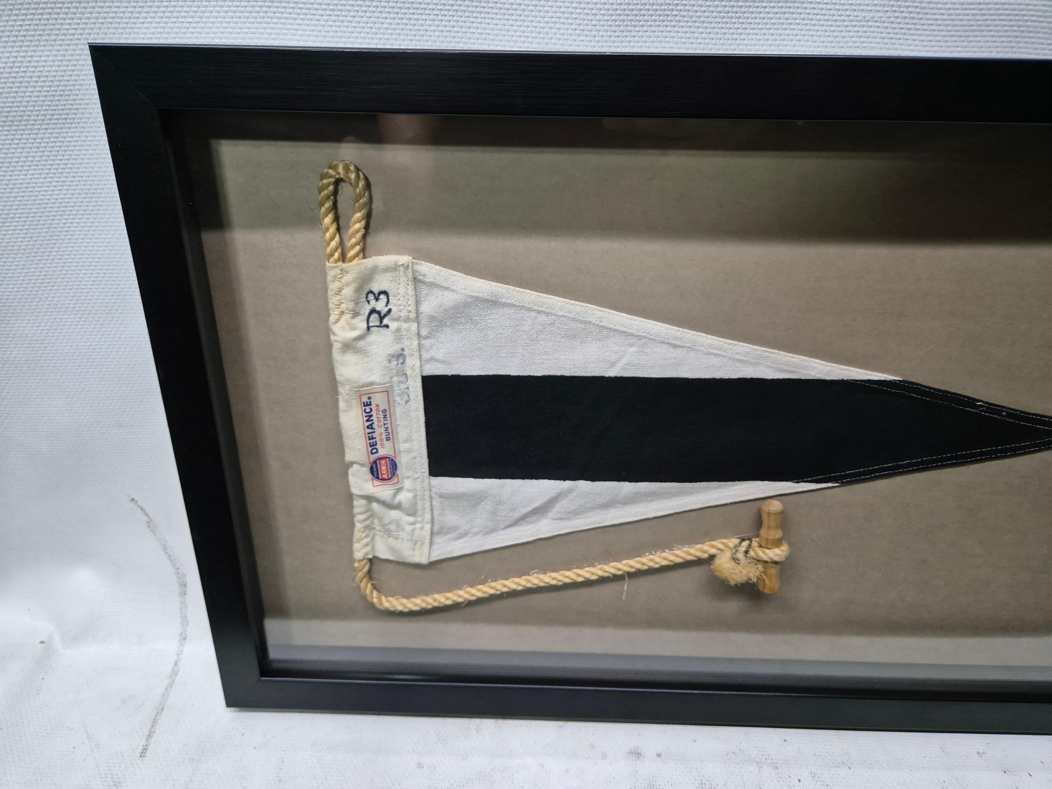 Mid-20th Century Nautical Signal Pennant in Shadowbox Frame For Sale