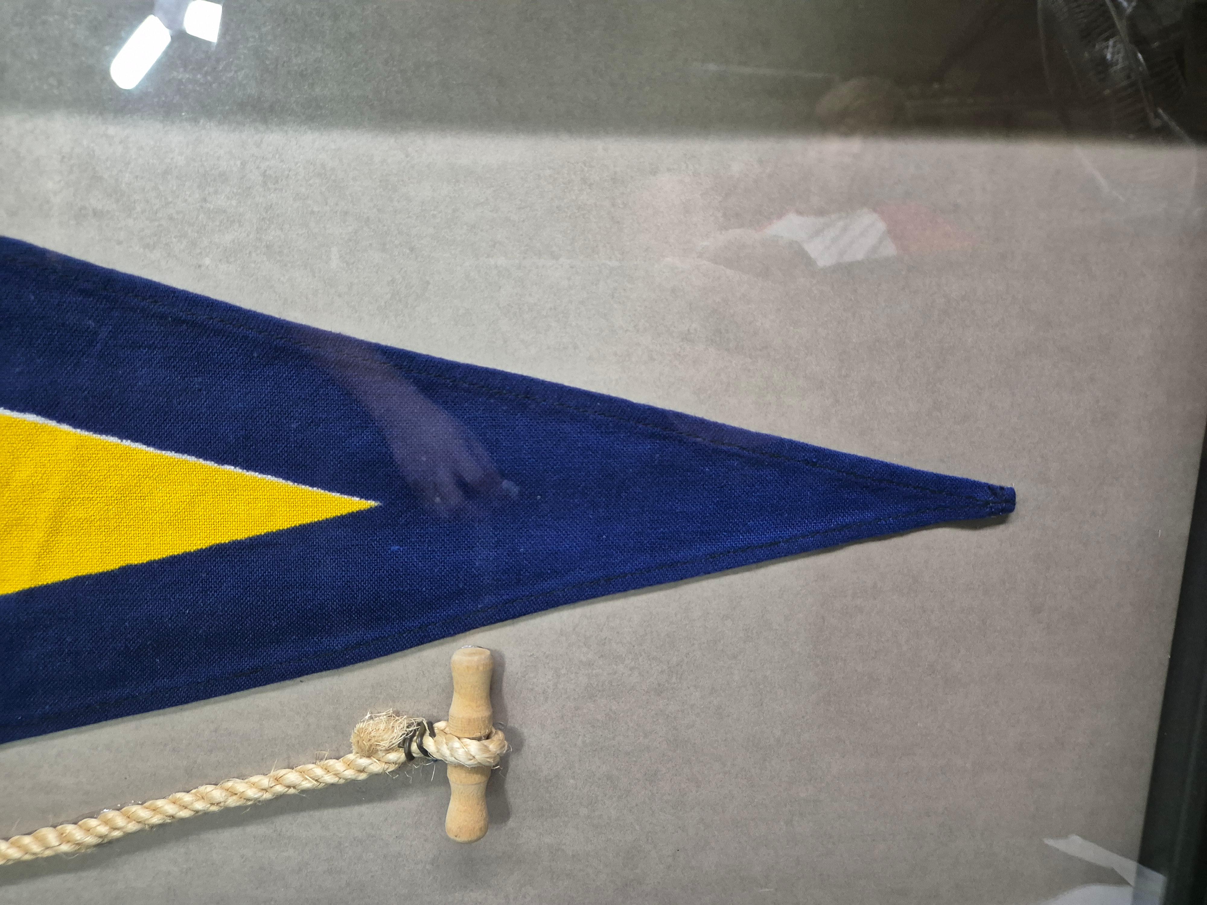 Cotton Nautical Signal Pennant in Shadowbox Frame For Sale