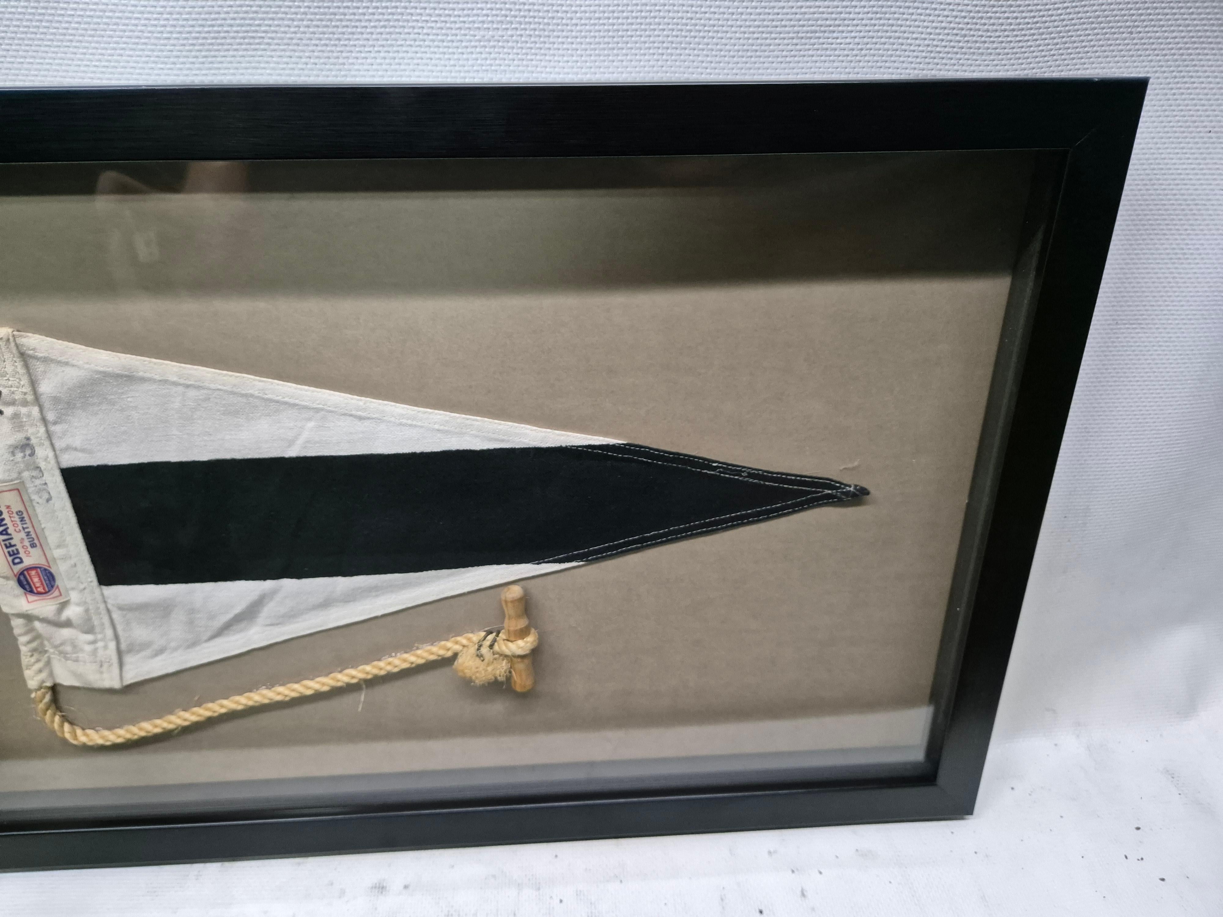 Cotton Nautical Signal Pennant in Shadowbox Frame For Sale