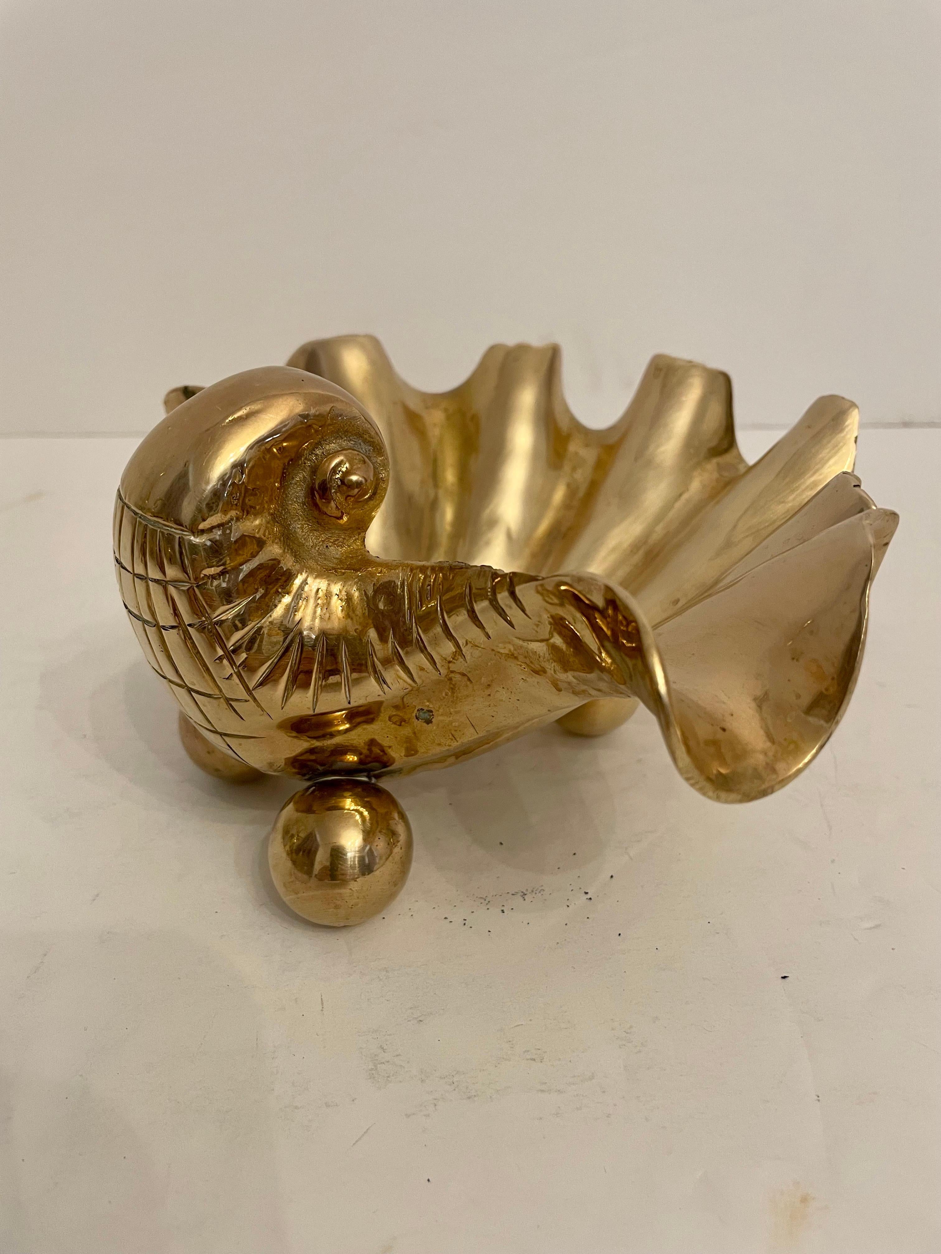 Nautical Solid Brass Seashell Bookends For Sale 5